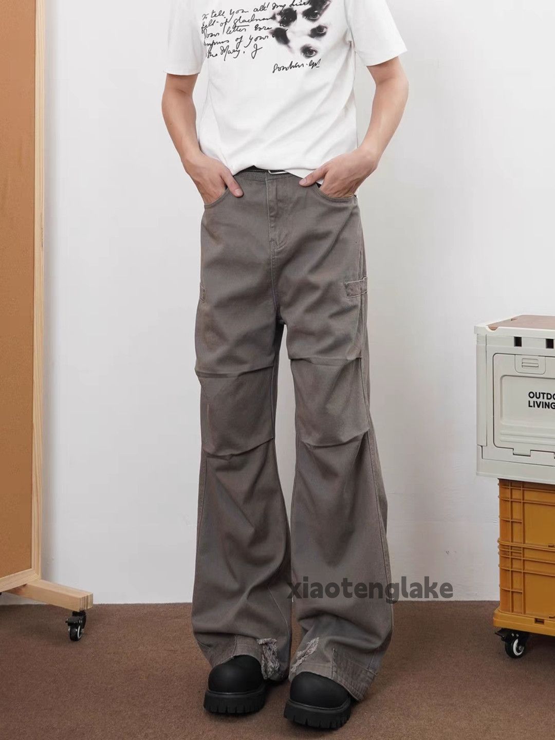 Designer × Japanese Brand × Vintage washed faded cleanfit pleated utility flared pants Size US 28 / EU 44 - 1 Thumbnail