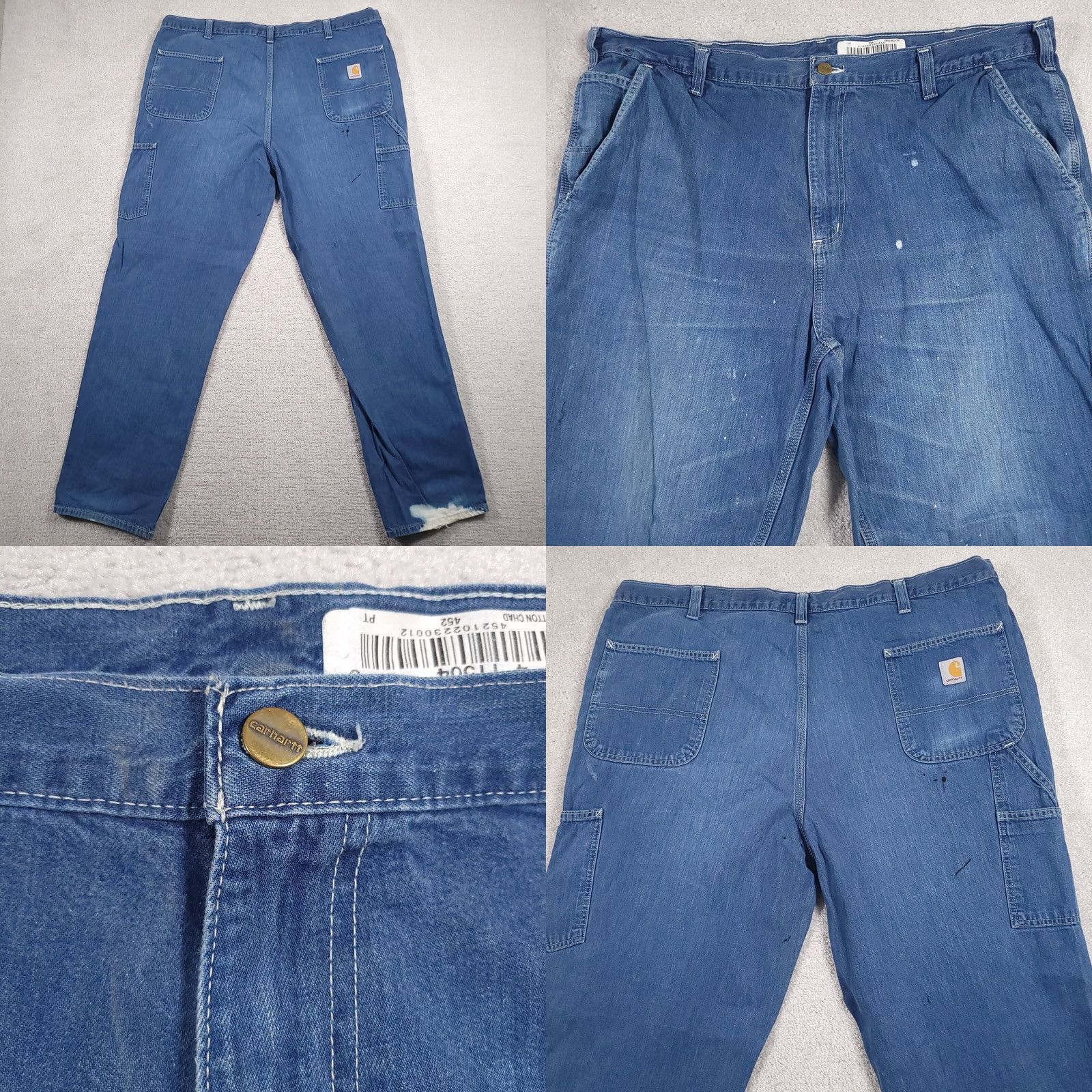 Carhartt VINTAGE Carhartt Denim Jeans Carpenter Dungaree Fit Blue Mens 42x34 Workwear Paint Flaws Size US 42 / EU 58 - 8 Thumbnail