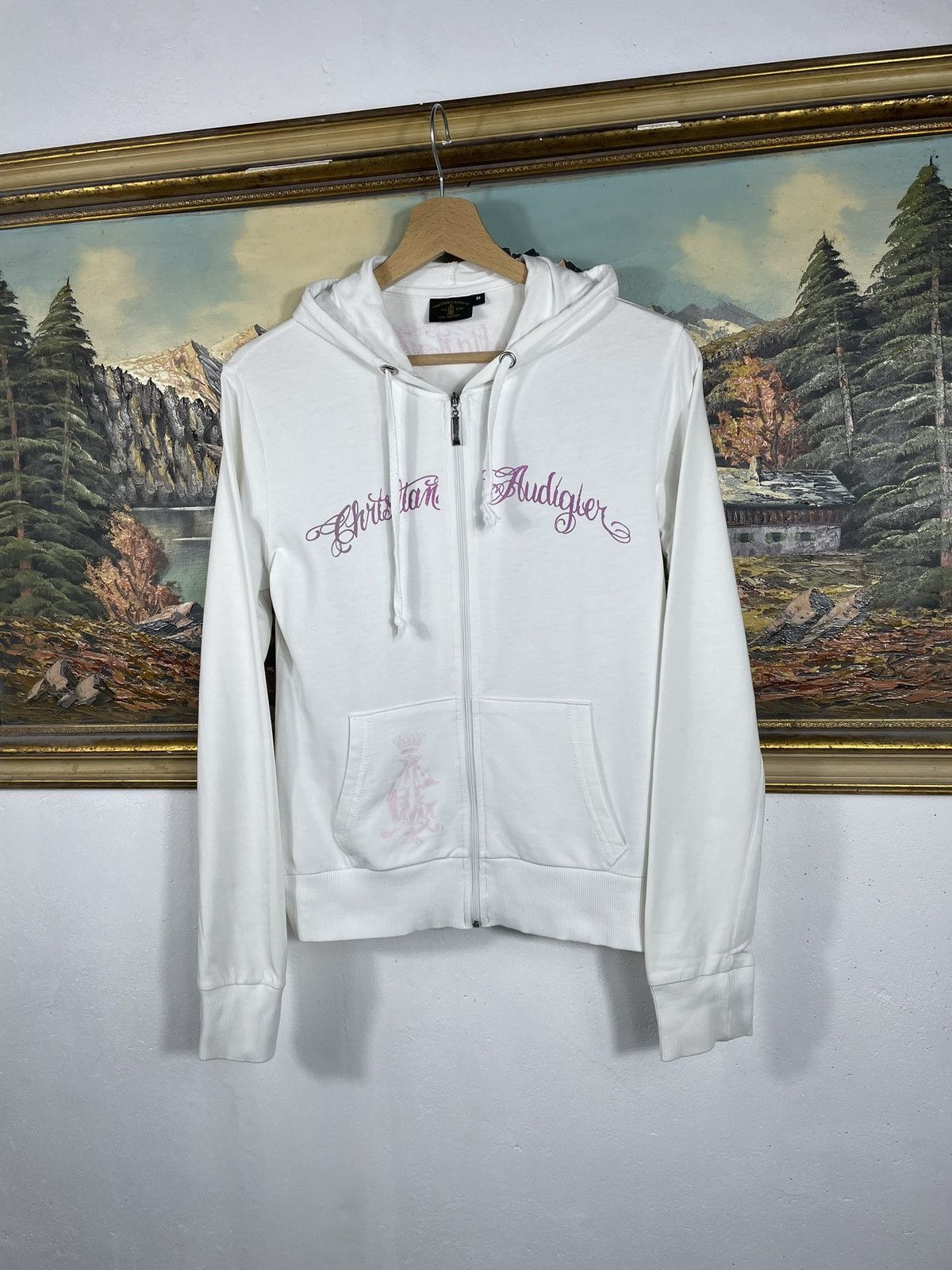 Christian Audigier × Ed Hardy × Vintage Ed Hardy Retro 00s Hoodie With Crystals Affliction Grunge Size M / US 6-8 / IT 42-44 - 3 Thumbnail