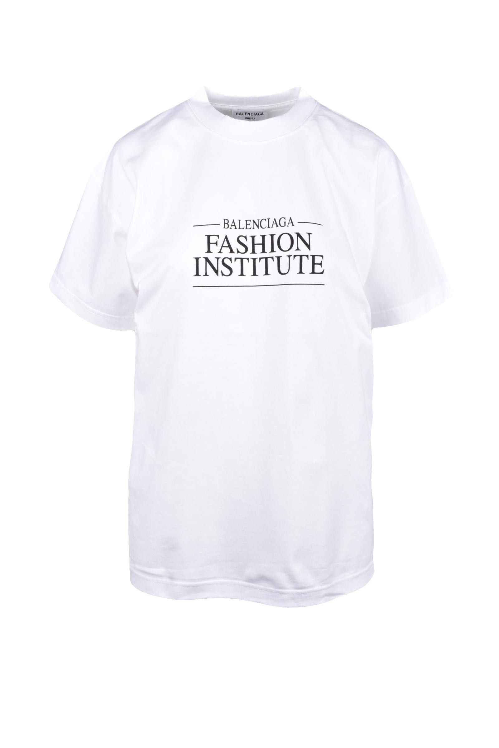 image of Balenciaga Fashion Institute Logo T-Shirt in White, Men's (Size XS)