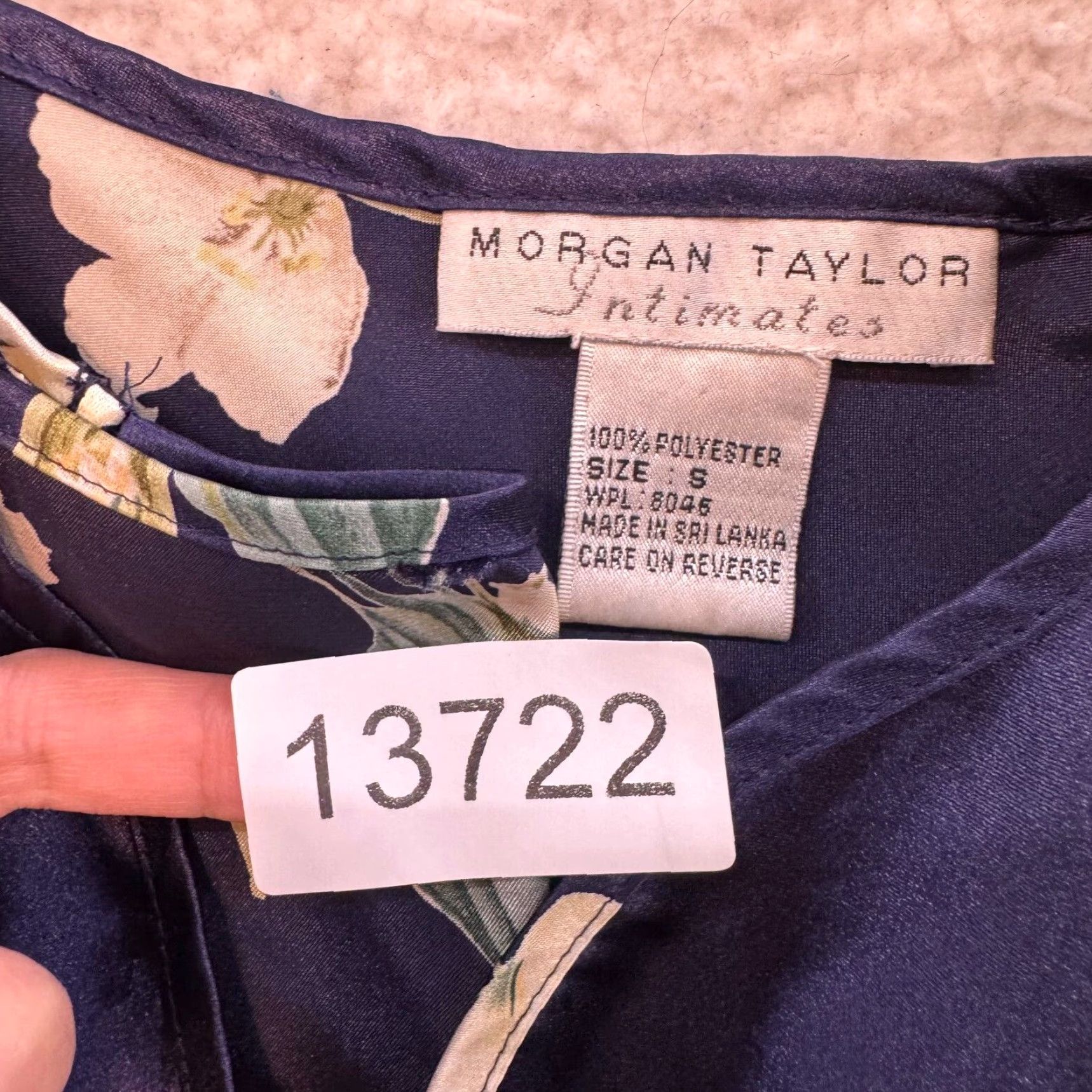 Vintage VINTAGE Y2K Slip Dress Navy Blue Satin Floral Chemise Negligee S Women’s S/M Blue Satin Morgan Taylor Size S / US 4 / IT 40 - 6 Thumbnail