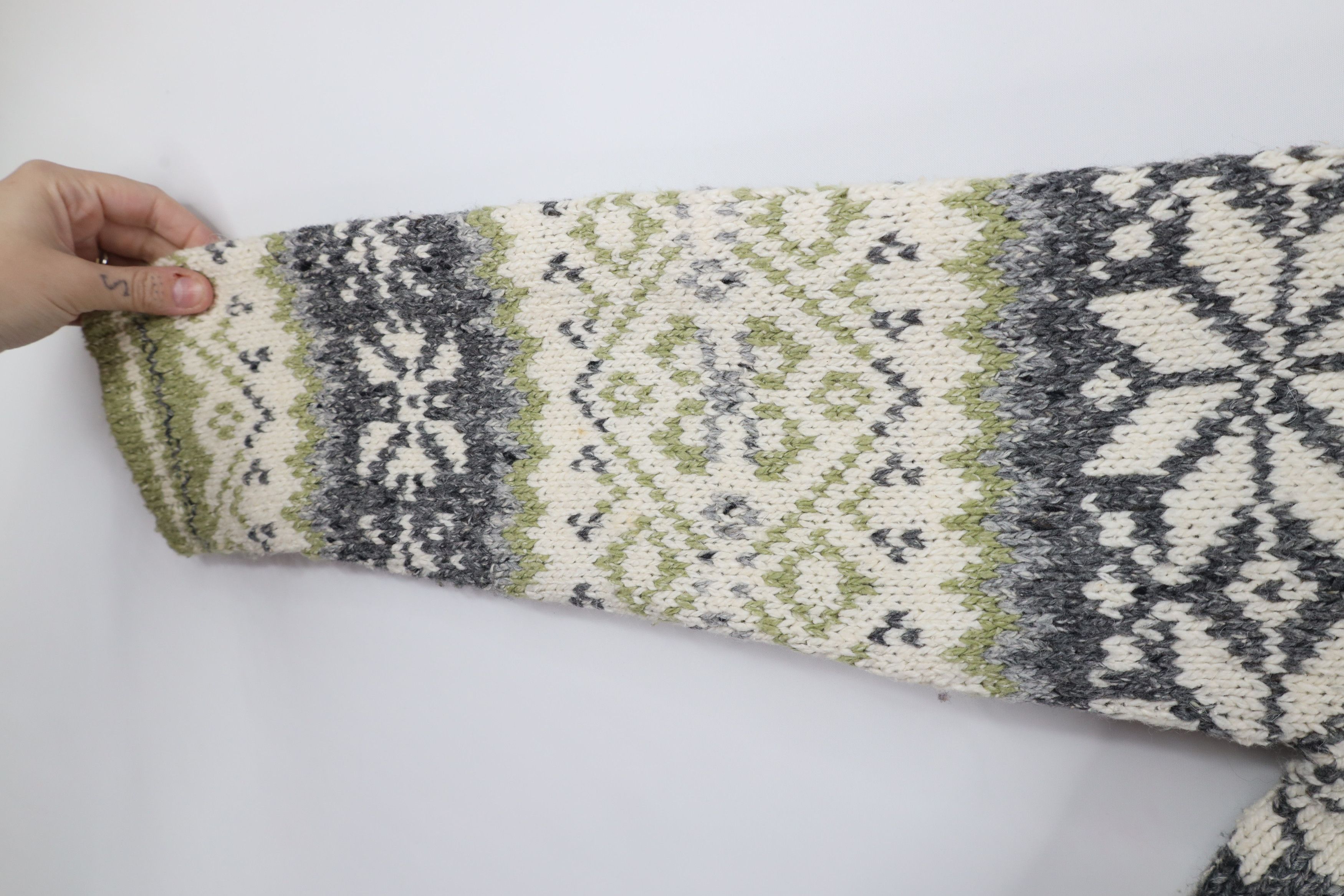 Vintage Vintage 90s Streetwear Fair Isle Wool Knit Cardigan Sweater Size XL / US 12-14 / IT 48-50 - 7 Thumbnail