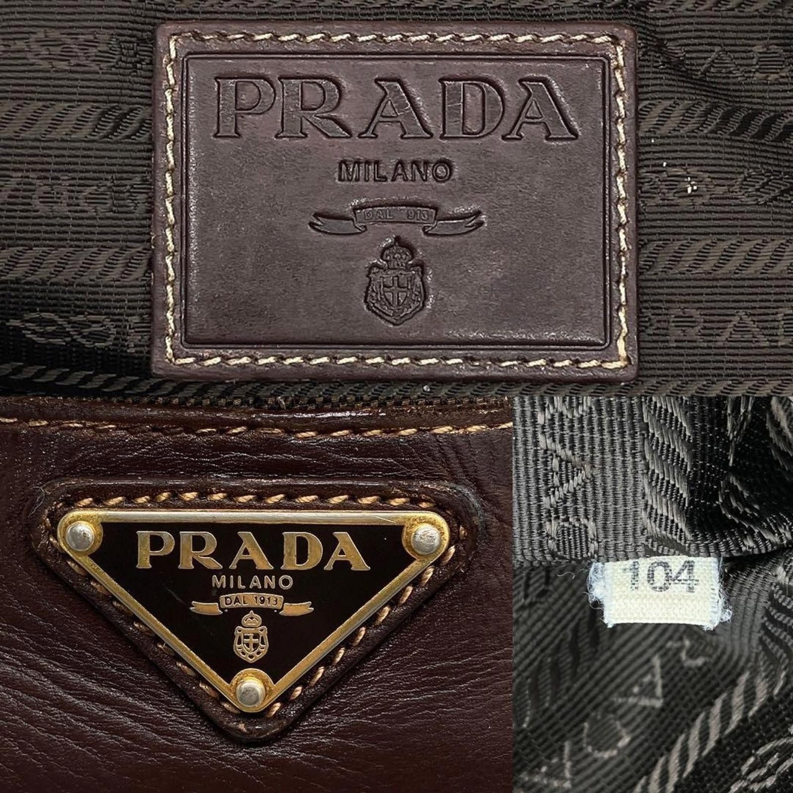 Prada Prada - Brown Canvas Leather Tote Bag Size ONE SIZE - 8 Thumbnail