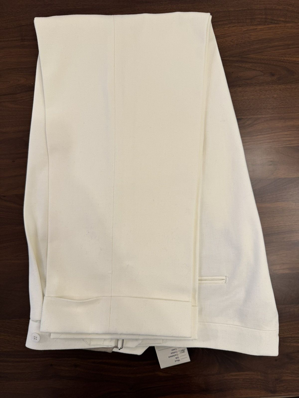 Stoffa Unworn Stoffa Ivory Cotton Basketweave Single Pleat trousers Size US 38 / EU 54 - 2 Thumbnail