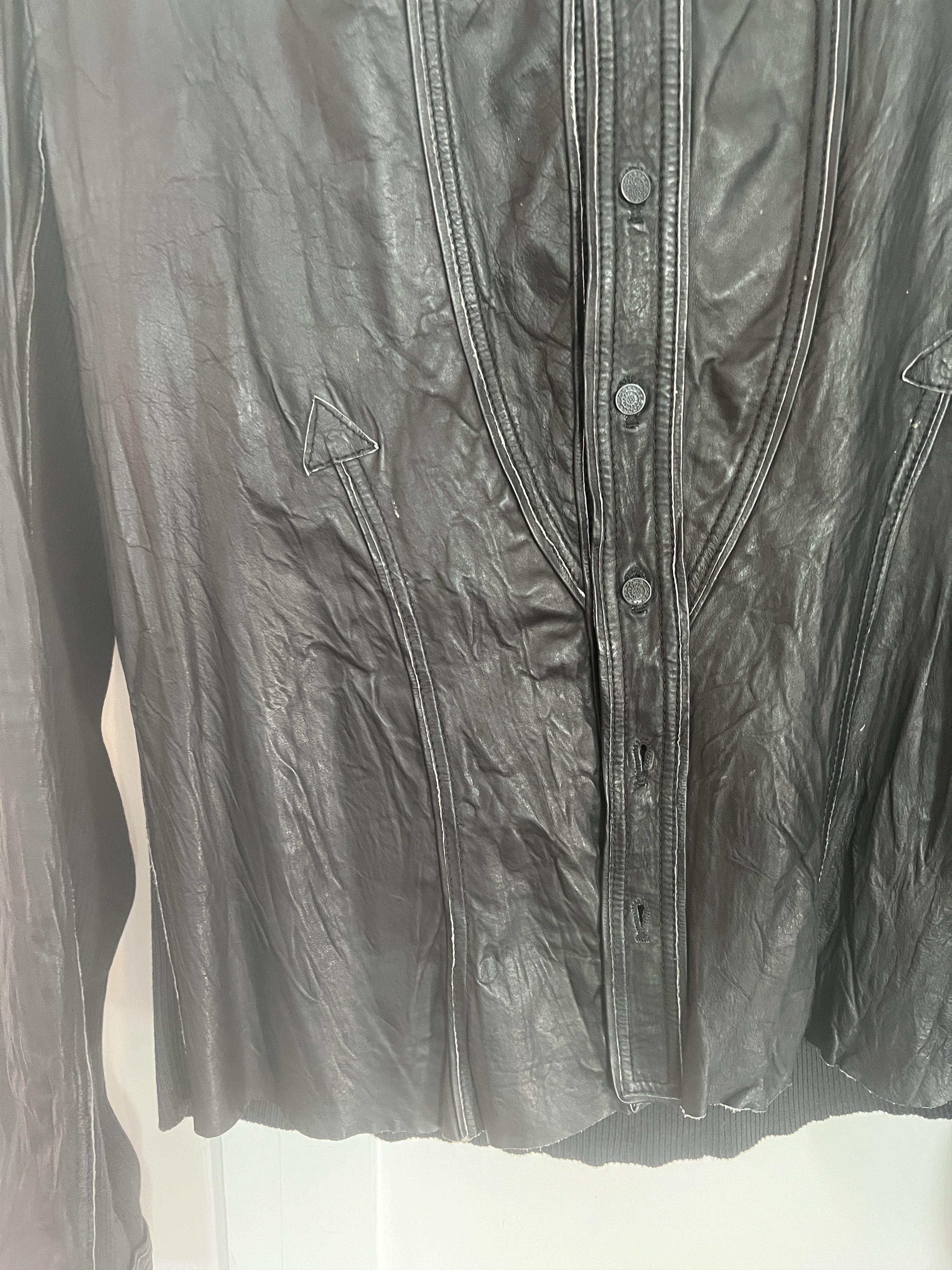 Roberto Cavalli Roberto Cavalli Y2K Western leather/cotton shirt Size US L / EU 52-54 / 3 - 7 Thumbnail