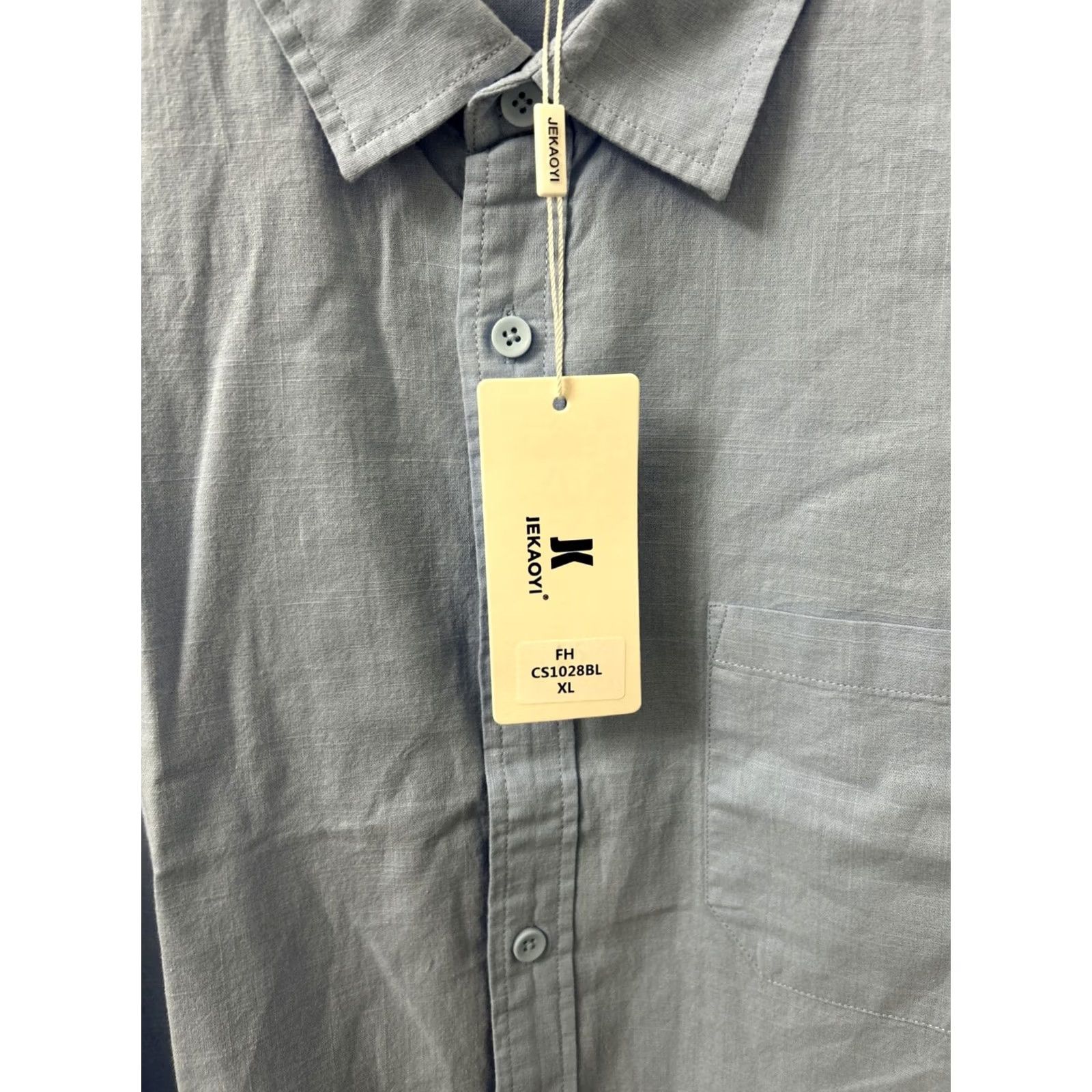 Vintage Jekaoyi Shirt Mens XL Blue Cotton Linen Blend Button-Down Long Sleeve Shirt Size US XL / EU 56 / 4 - 5 Thumbnail