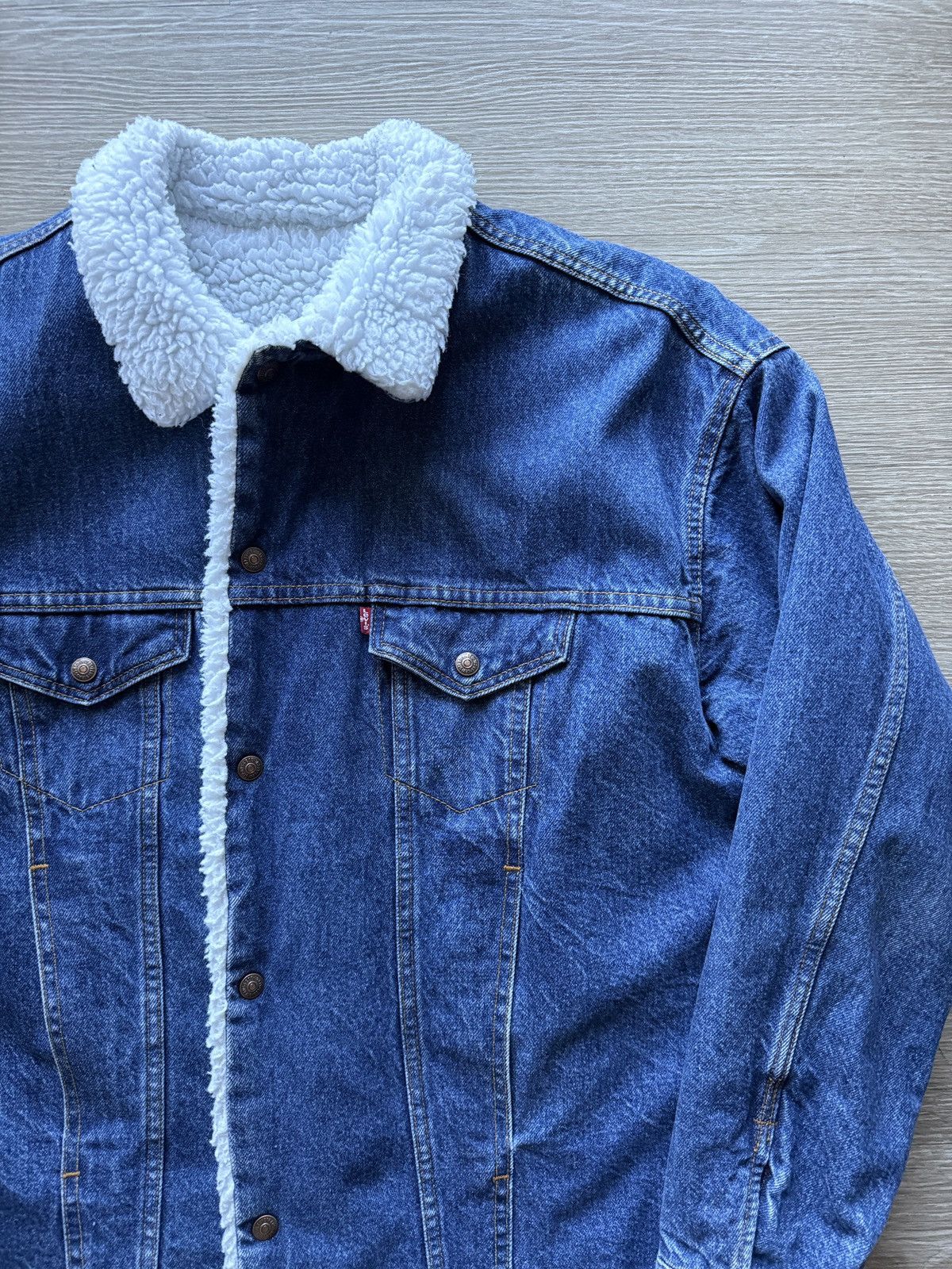 Levi's Vintage Clothing 80’s Long Denim Sherpa Jacket USA Made Size US XL / EU 56 / 4 - 2 Thumbnail