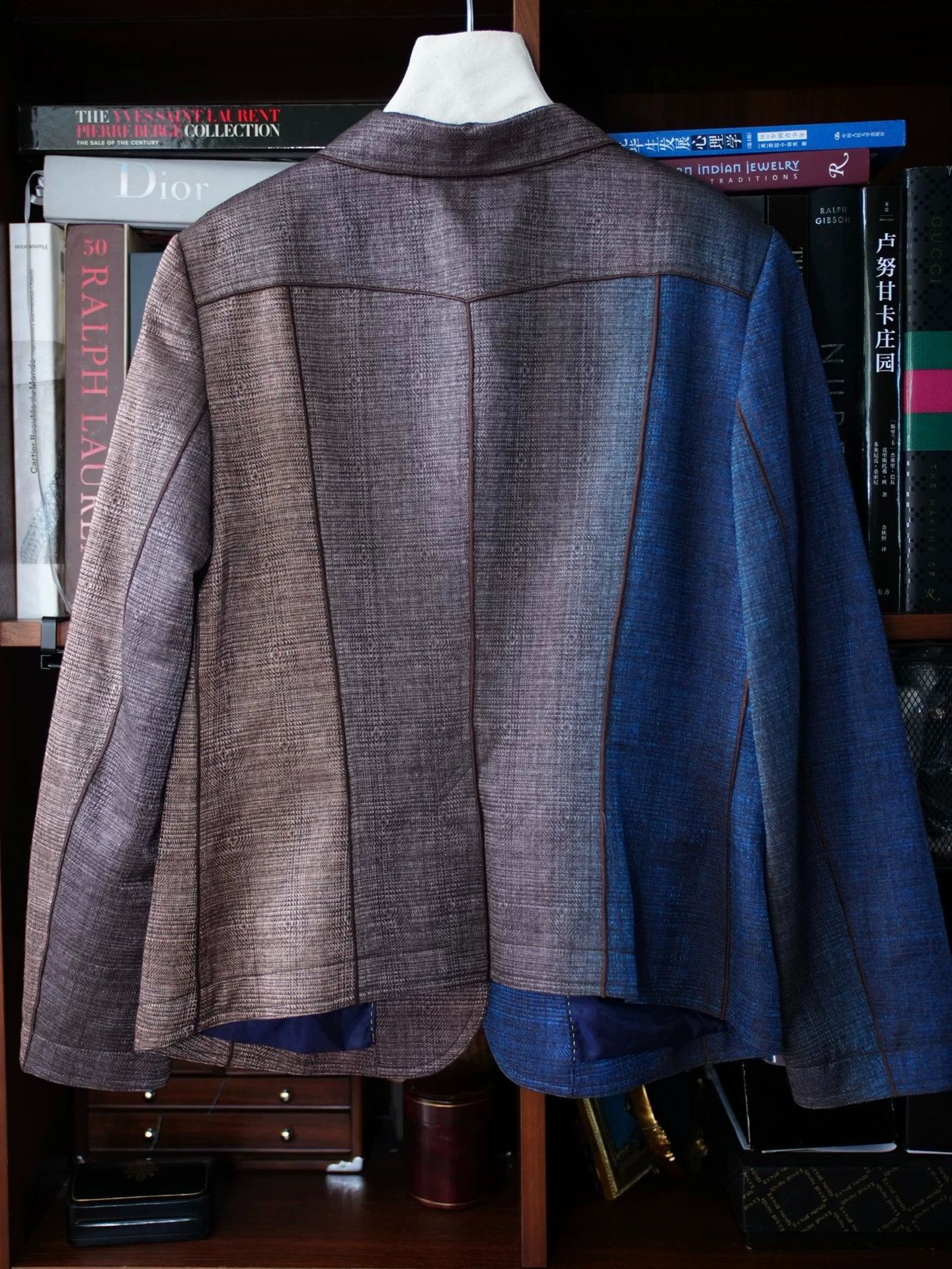 Escada Escada Vtg Wool Blend Blue Brown Gradient Blazer Size M / US 6-8 / IT 42-44 - 7 Thumbnail