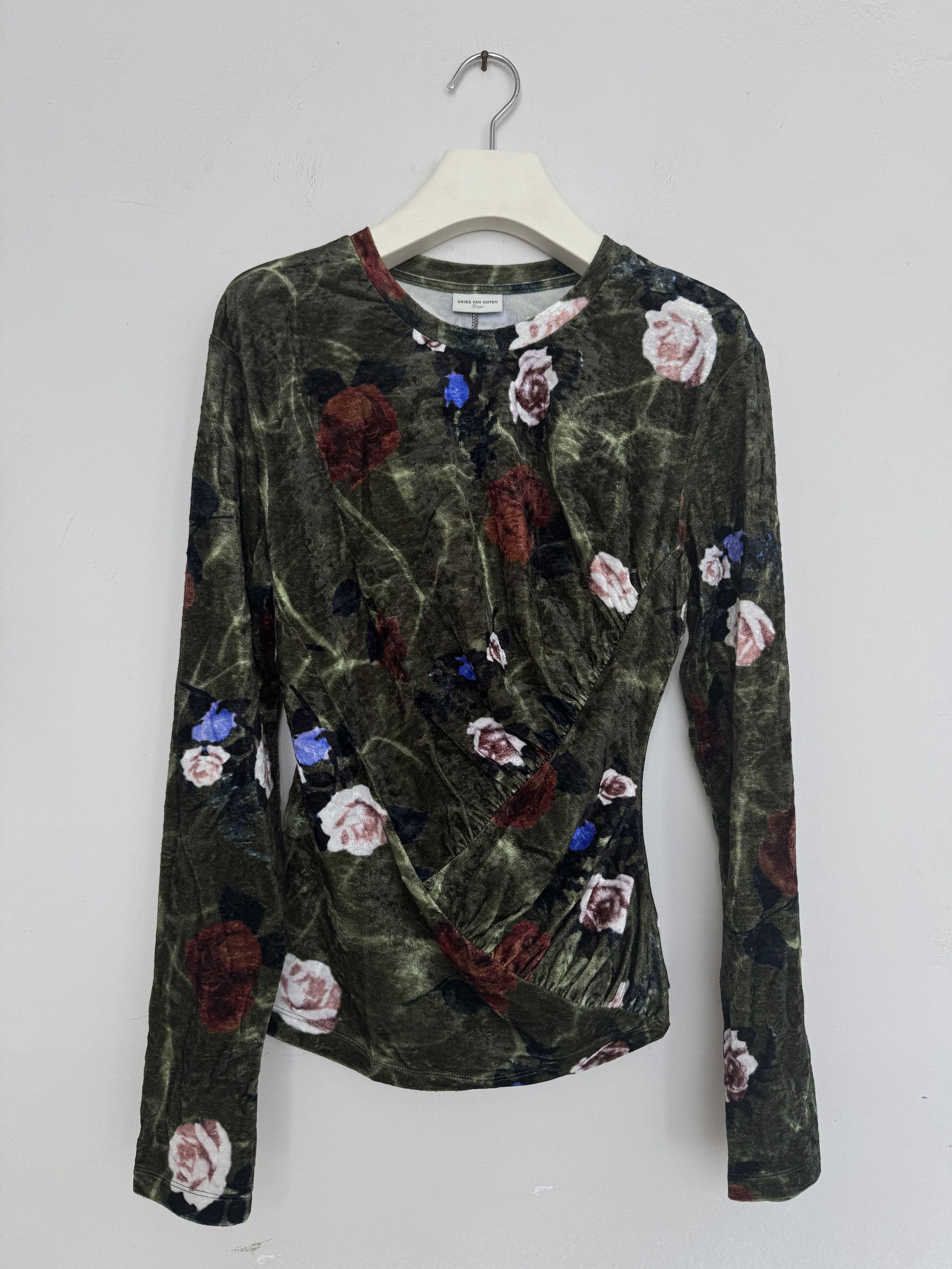 Dries Van Noten Dries Van Noten Long-Sleeve Velvet Top Size L / US 10 / IT 46 - 1 Thumbnail