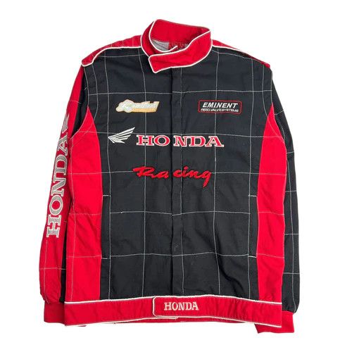 image of Vintage F1 Michael Schumacher Honda Racing Jacket Black in Red, Men's (Size XL)