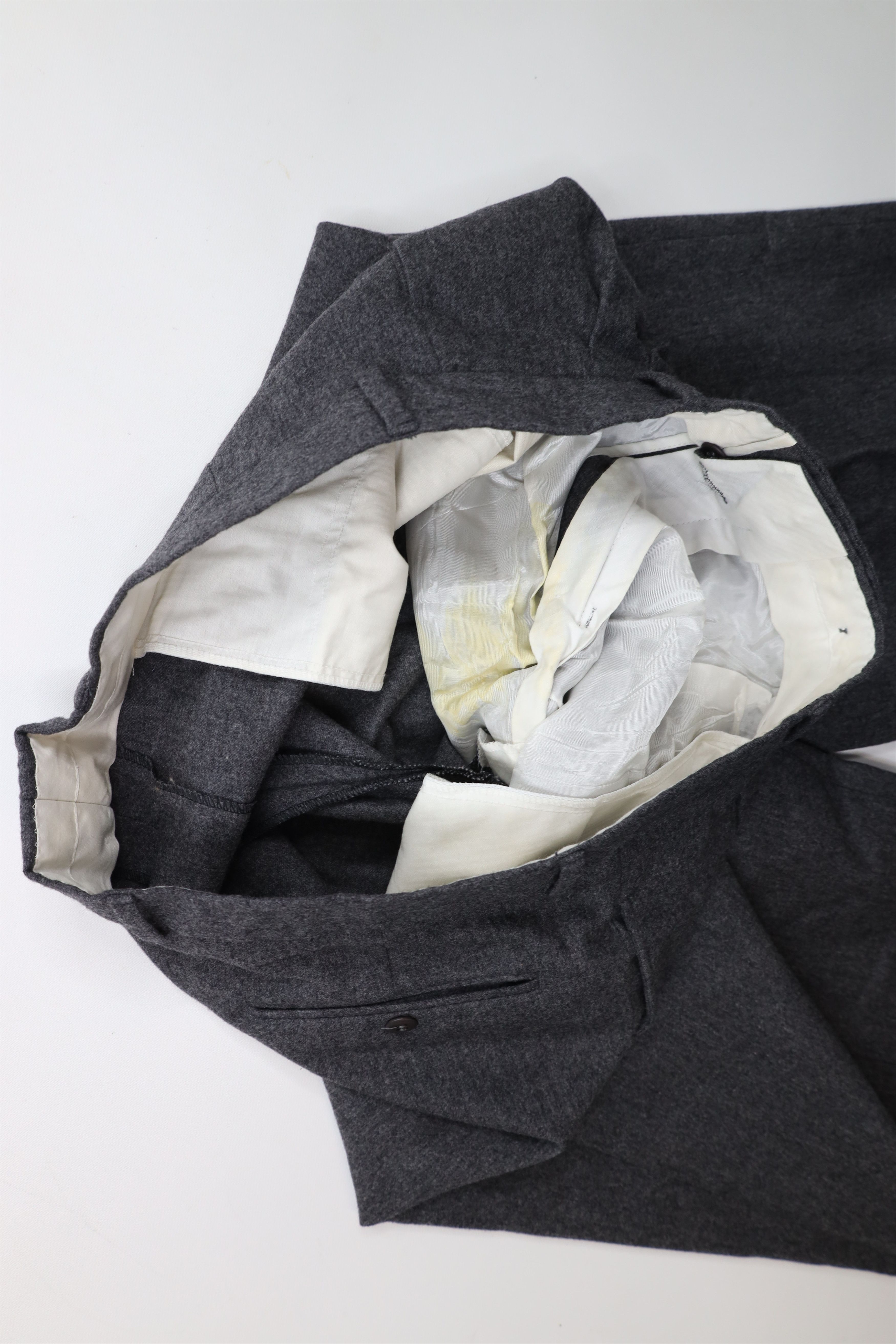 Hugo Boss × Vintage Vintage 80s 90s Hugo Boss Cashmere Wide Leg Chino Pants Gray Size US 36 / EU 52 - 9 Thumbnail