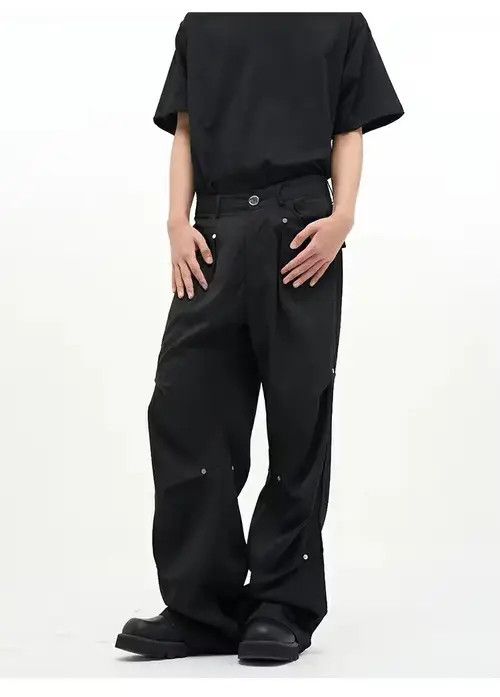 Designer × Indigo Bag cargo baggy flared pleated pants Size US 32 / EU 48 - 3 Thumbnail