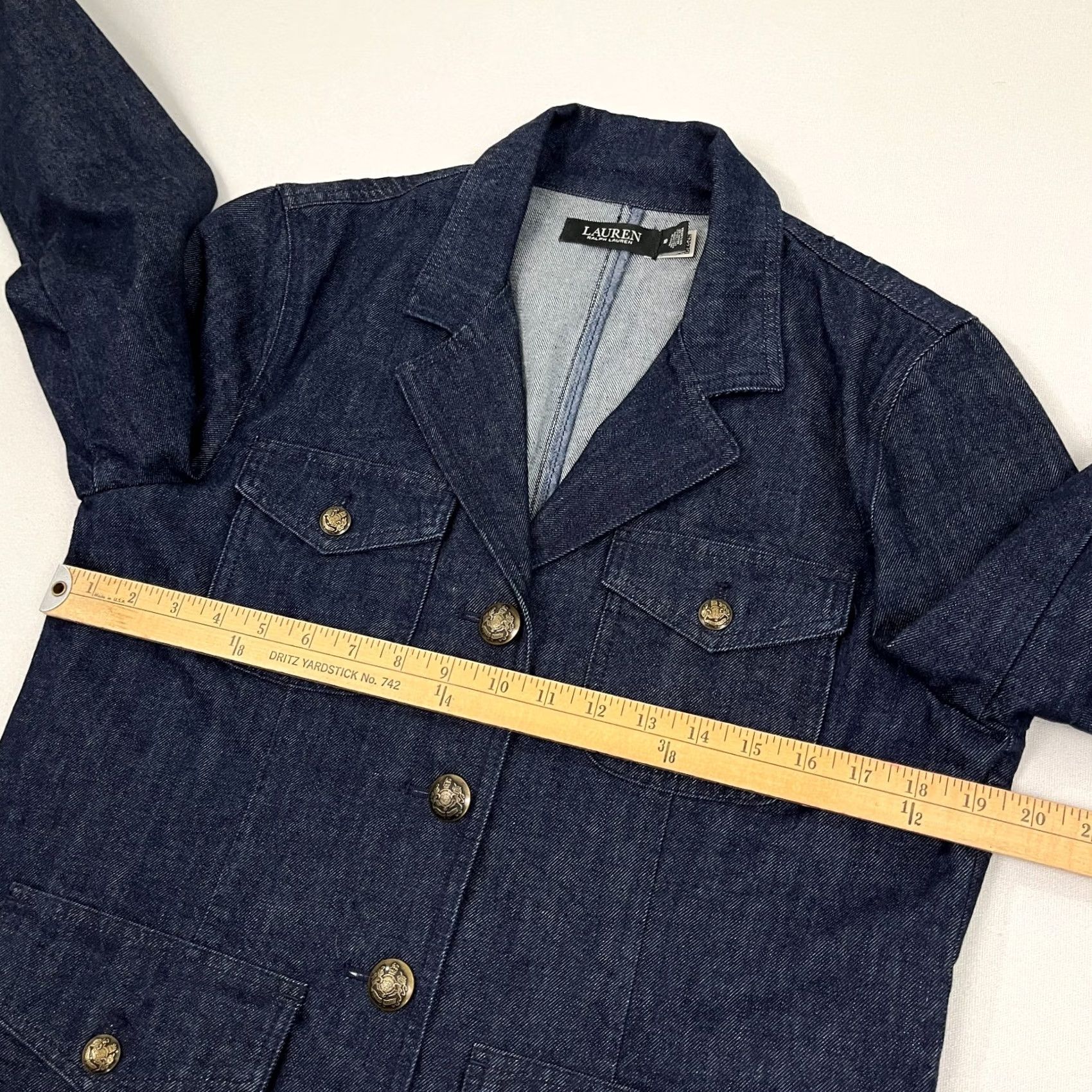 Ralph Lauren VINTAGE Lauren Ralph Lauren Denim Blazer Jacket Size 10 Blue Equestrian Academia Preppy Mens Women? Size L / US 10 / IT 46 - 5 Thumbnail