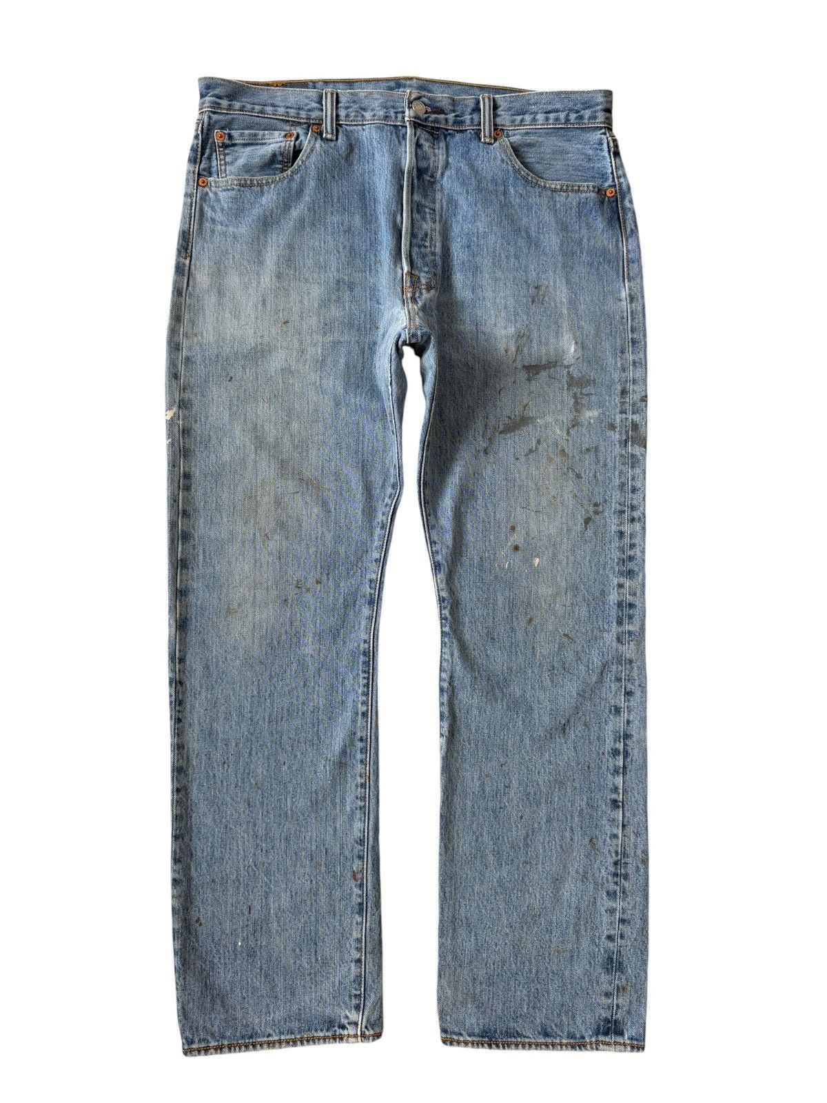 Levi's Vintage Paint Dirty Light Wash Levis 501 Jeans Size US 35 - 1 Thumbnail