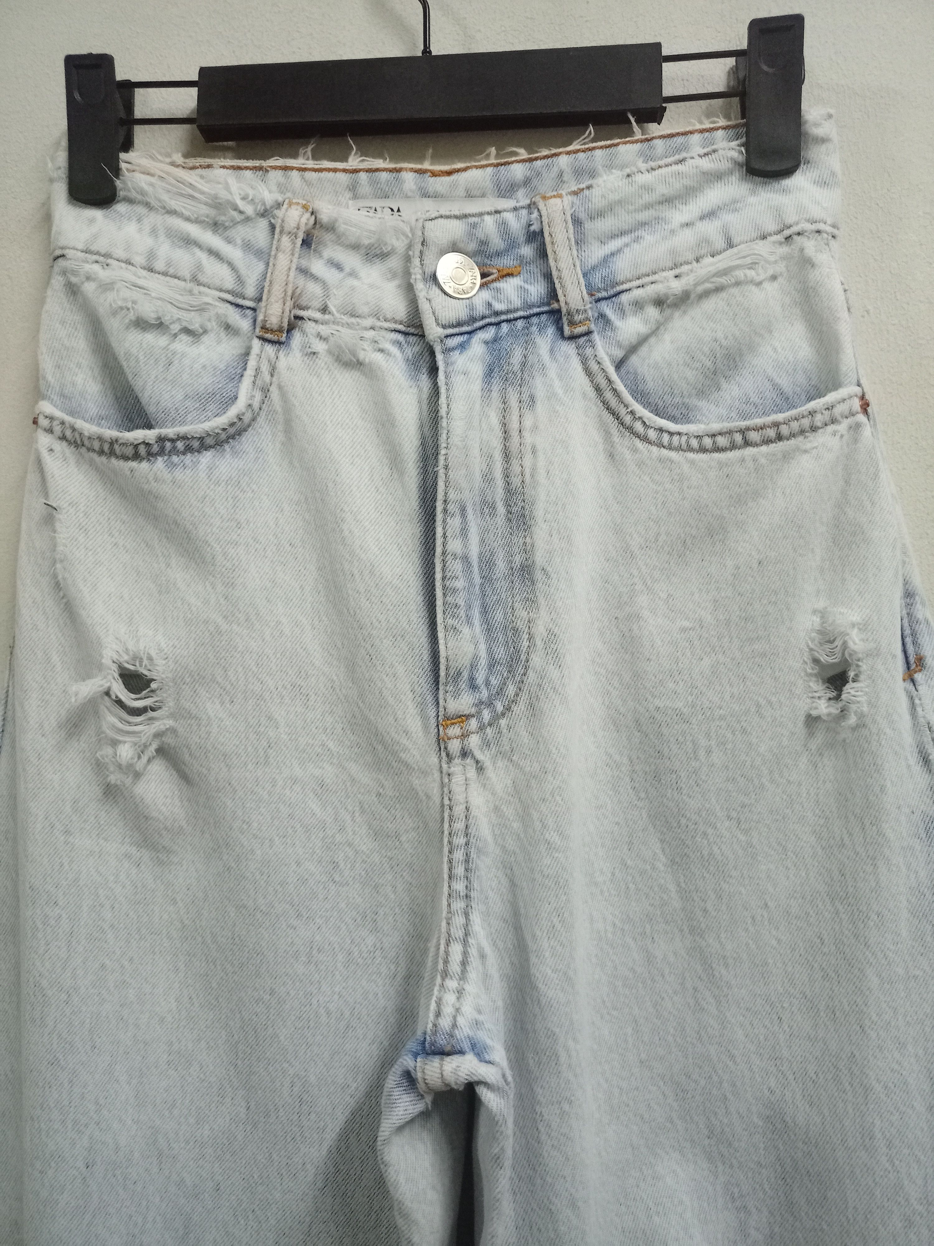 Zara Vintage Zara High Rise Ripped Baggy Flare Jeans Size 25" / US 0 / IT 36 - 4 Thumbnail