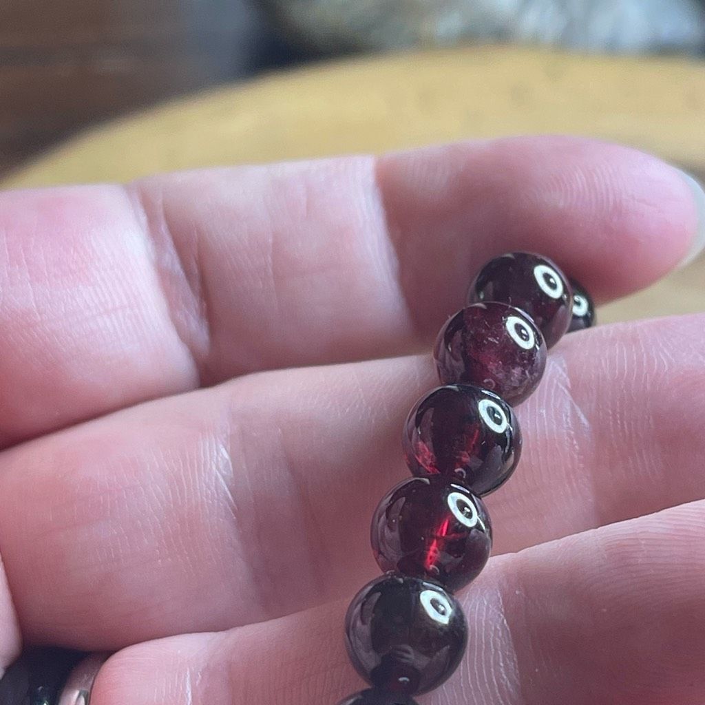 Other Garnet deep red stretch beaded bracelet 7” crystal healing beads 8mm high quality ONE NEW Size ONE SIZE - 8 Thumbnail