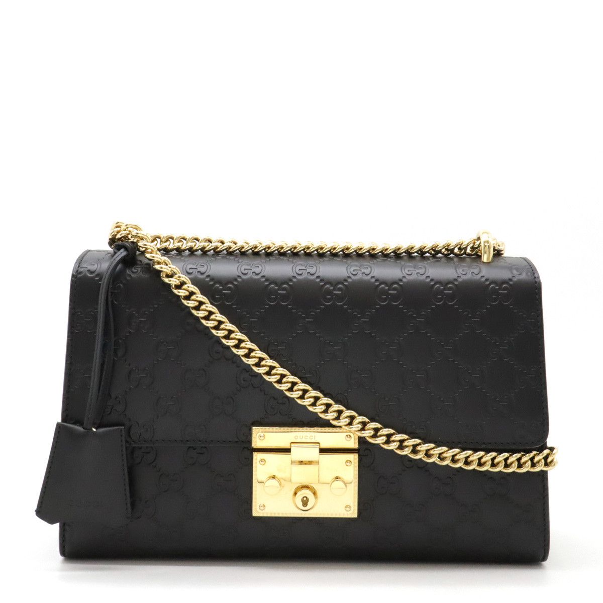 Gucci Gucci Gucci Leather Padlock Shoulder Bag Black Gold Hardware Leather Crossbody Bag 409486 in Great Condition Size ONE SIZE - 1 Thumbnail