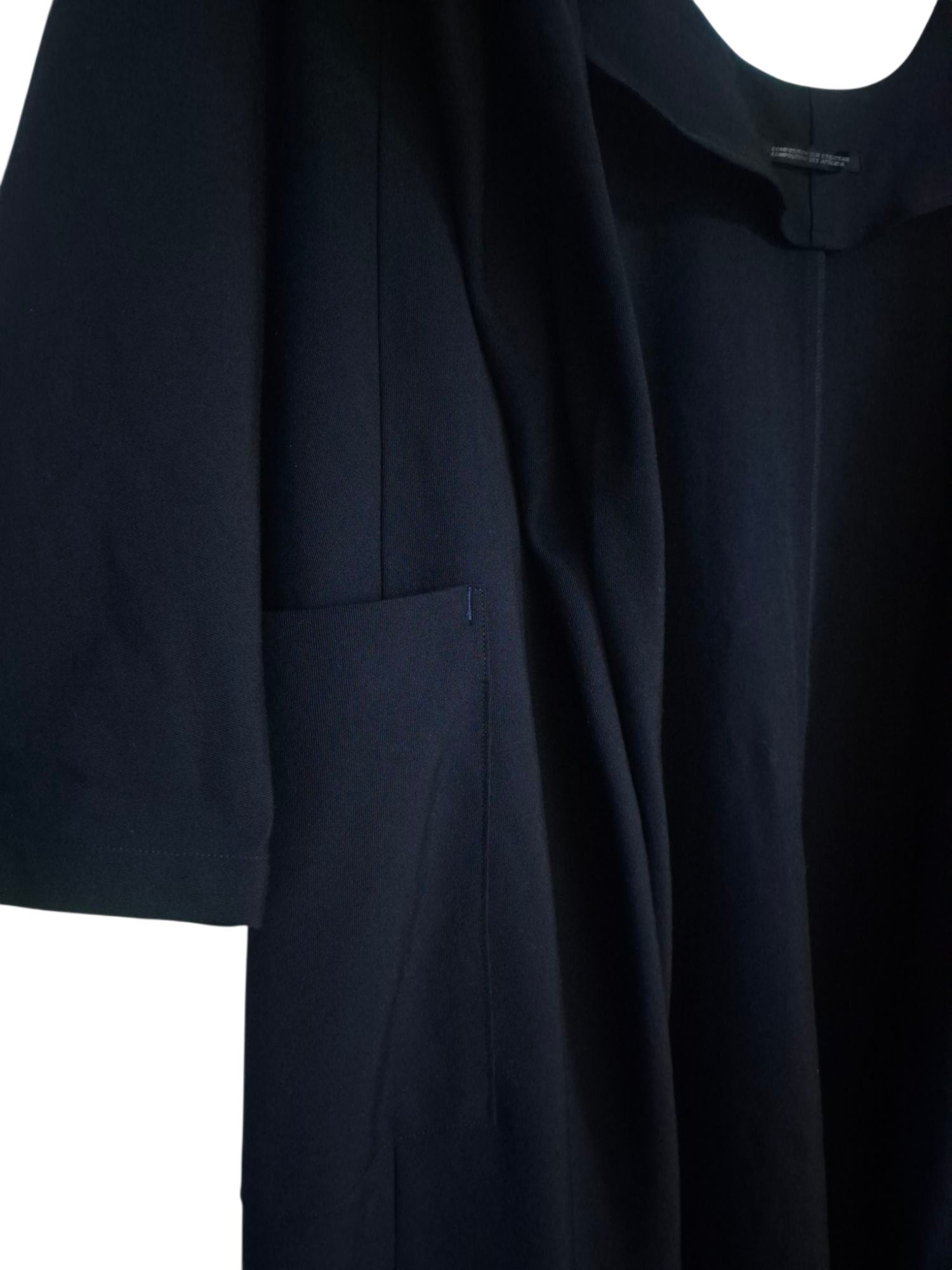 Yohji Yamamoto 90s Yohji Yamamoto Femme Dark Navy Wool Gabardine Drape Coat Size S / US 4 / IT 40 - 4 Thumbnail