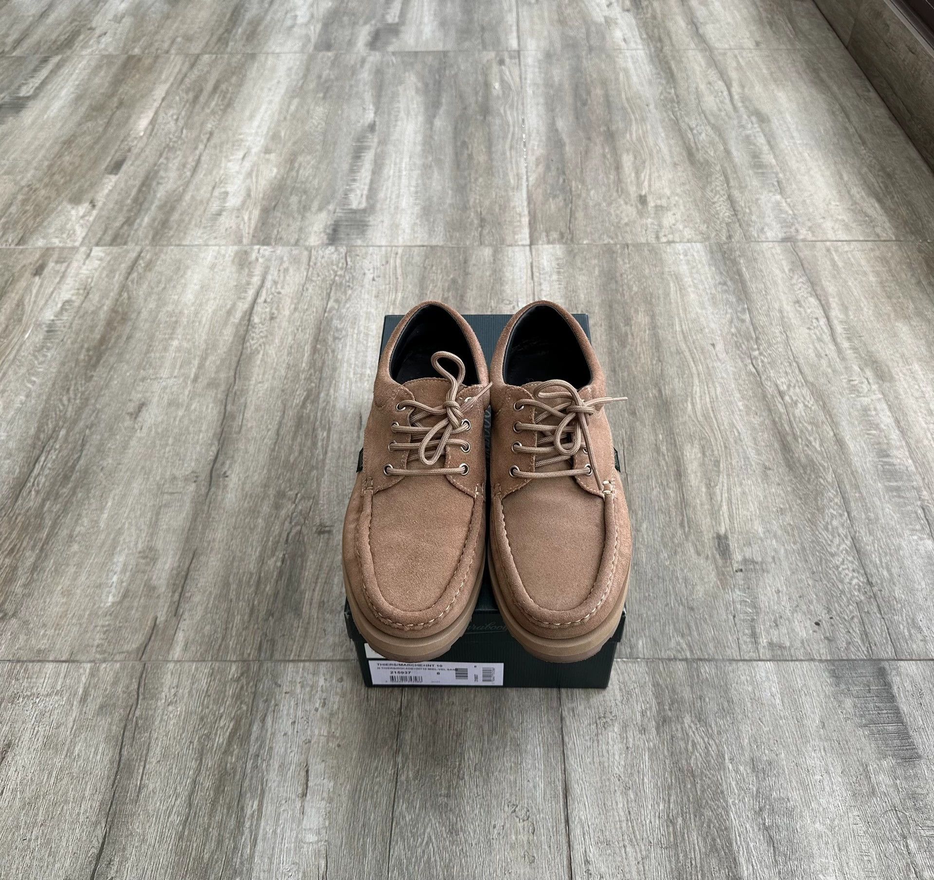 PARABOOT THIERS MARCHE sand suede boat shoe 8 mint