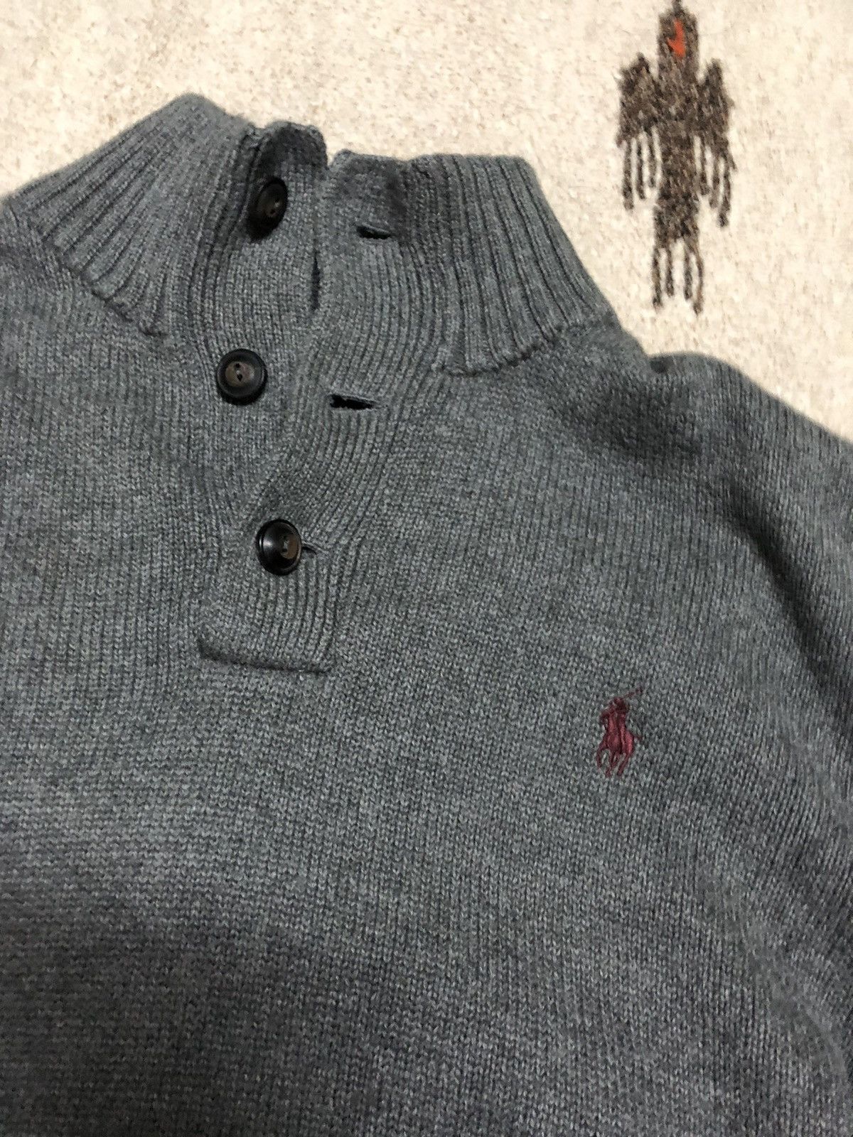 Polo Ralph Lauren × Vintage Polo Ralph Lauren Knit Sweater with shawl Collar Heather Size US L / EU 52-54 / 3 - 2 Thumbnail