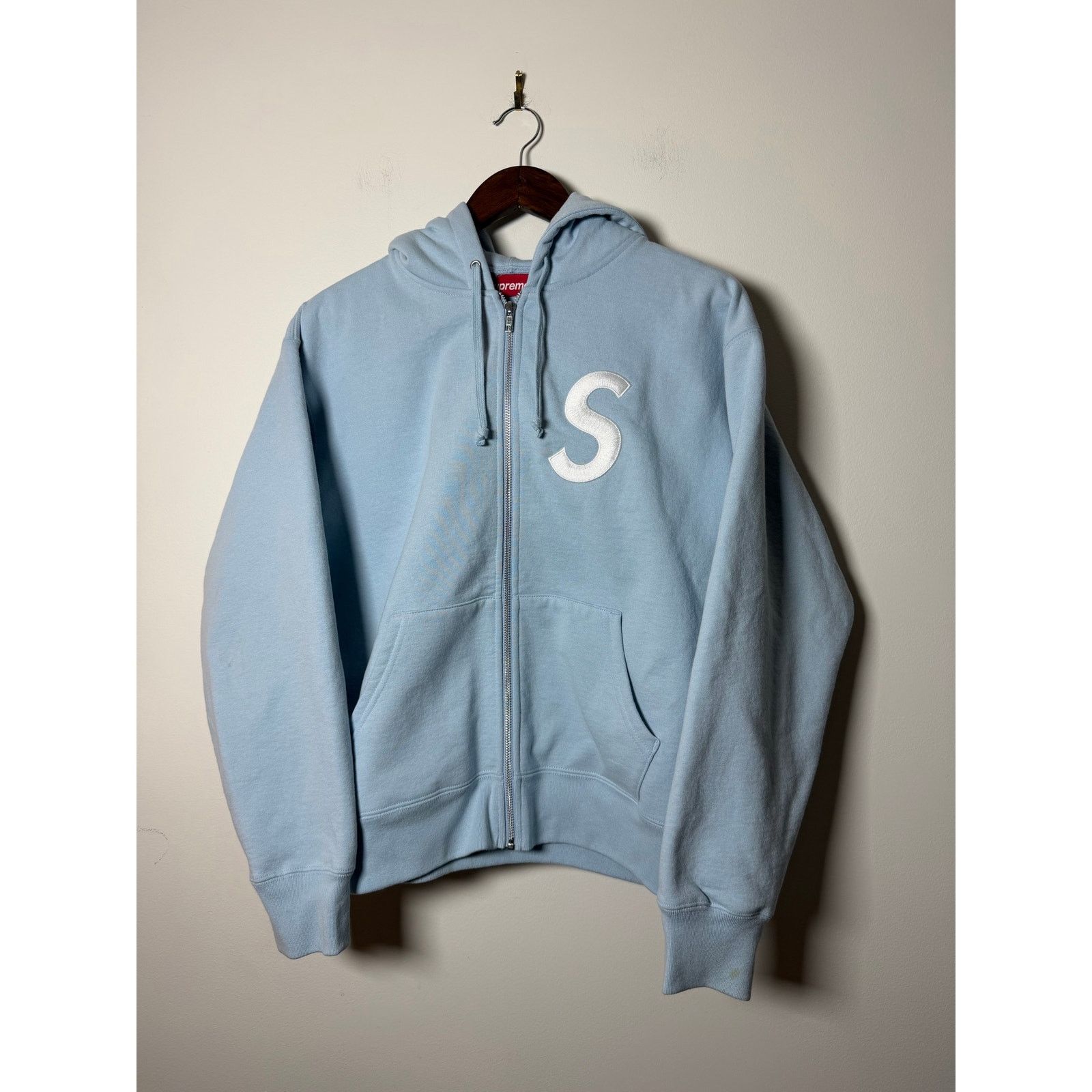 Supreme Supreme S Logo Zip Up Hooded Sweatshirt 'Light Blue' Size US S / EU 44-46 / 1 - 1 Thumbnail