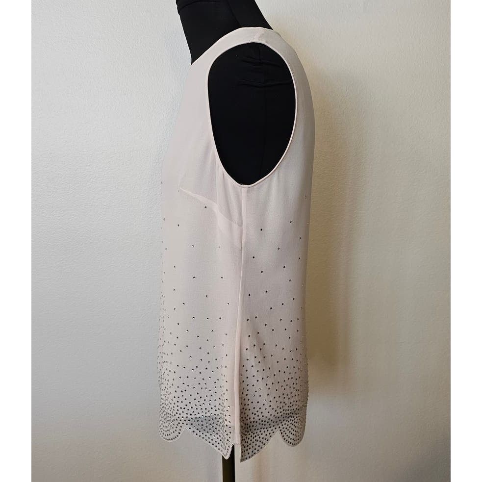 Ted Baker TED BAKER Blush Pink Rhinestones Scalloped Wyndy Tank Top 1 Size S / US 4 / IT 40 - 2 Thumbnail