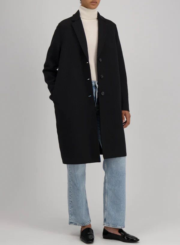 Harris Wharf London o1s22i1n1024 Single-Breasted Wool Boiled Coat in Black Size XS / US 0-2 / IT 36-38 - 2 Thumbnail