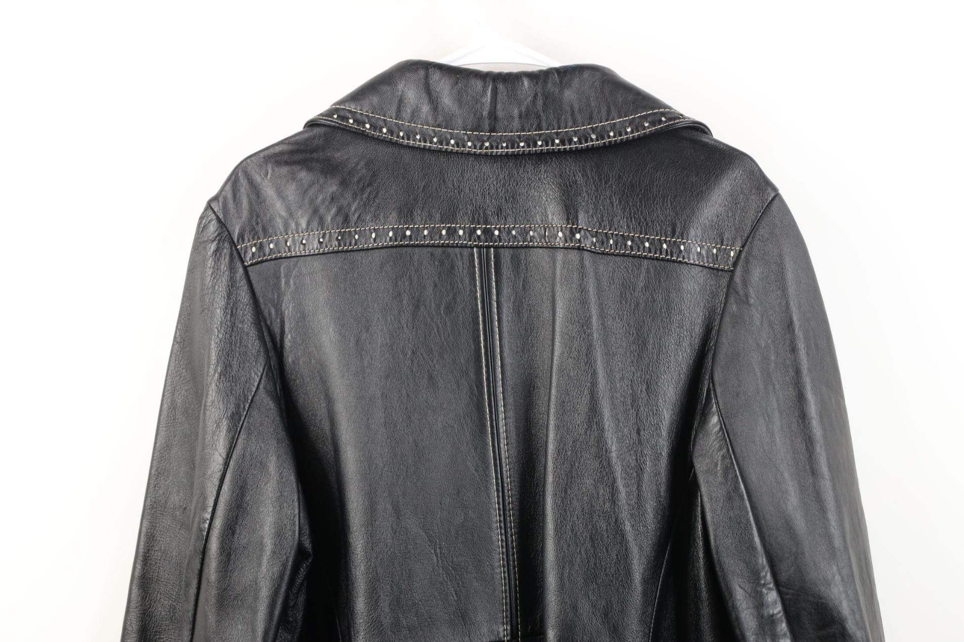 Vintage Vintage 70s Streetwear Leather Trench Coat Jacket Black Size L / US 10 / IT 46 - 17 Thumbnail