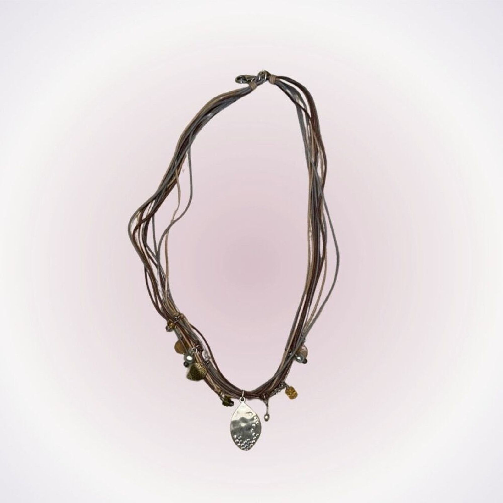 Other Layered Leather Beaded Pendant Necklace | Sz OS Size ONE SIZE - 1 Thumbnail
