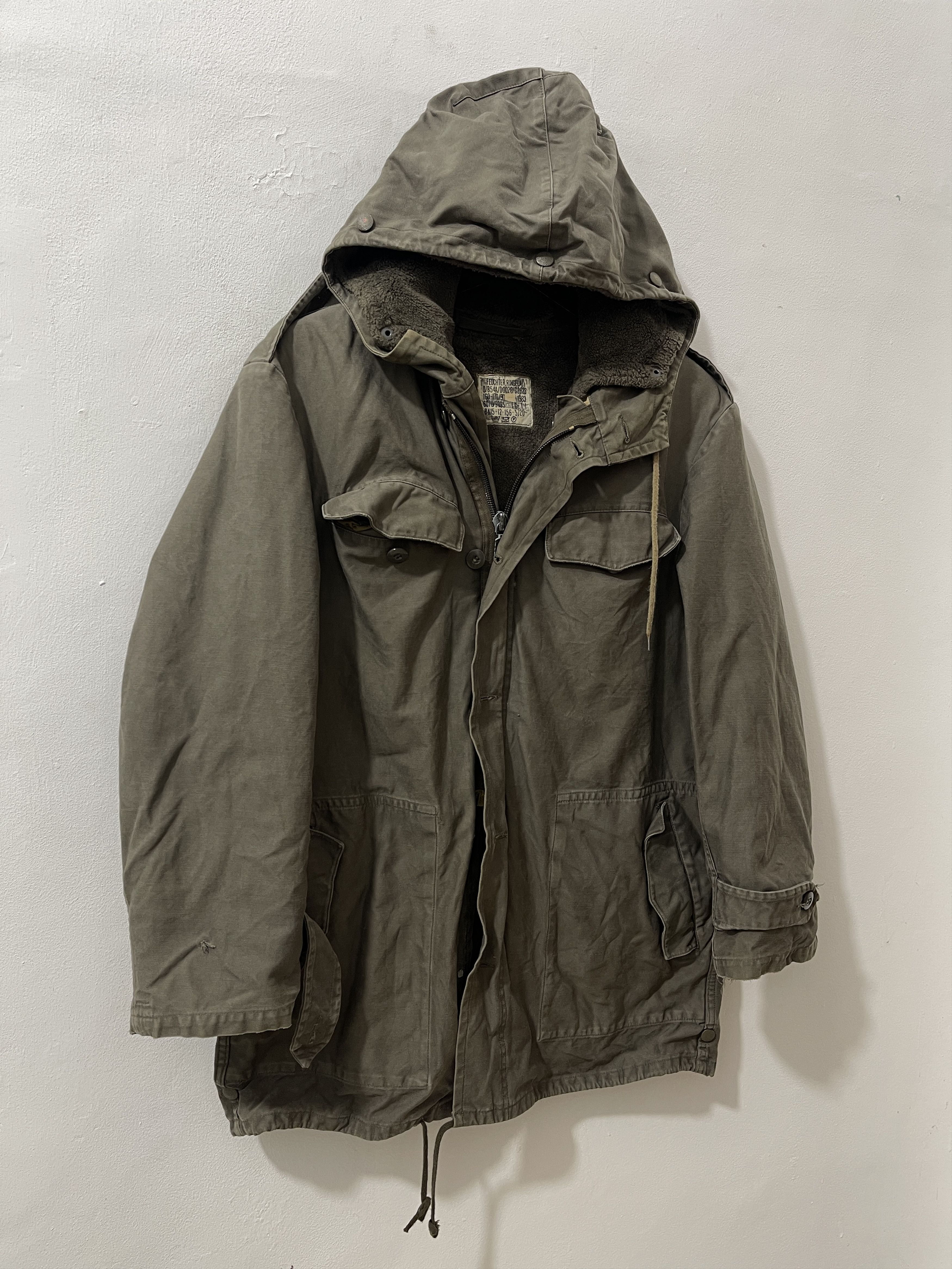 Vintage 80s Feuchter Ringelai Germany Military Canvas Jacket Size US L / EU 52-54 / 3 - 3 Thumbnail