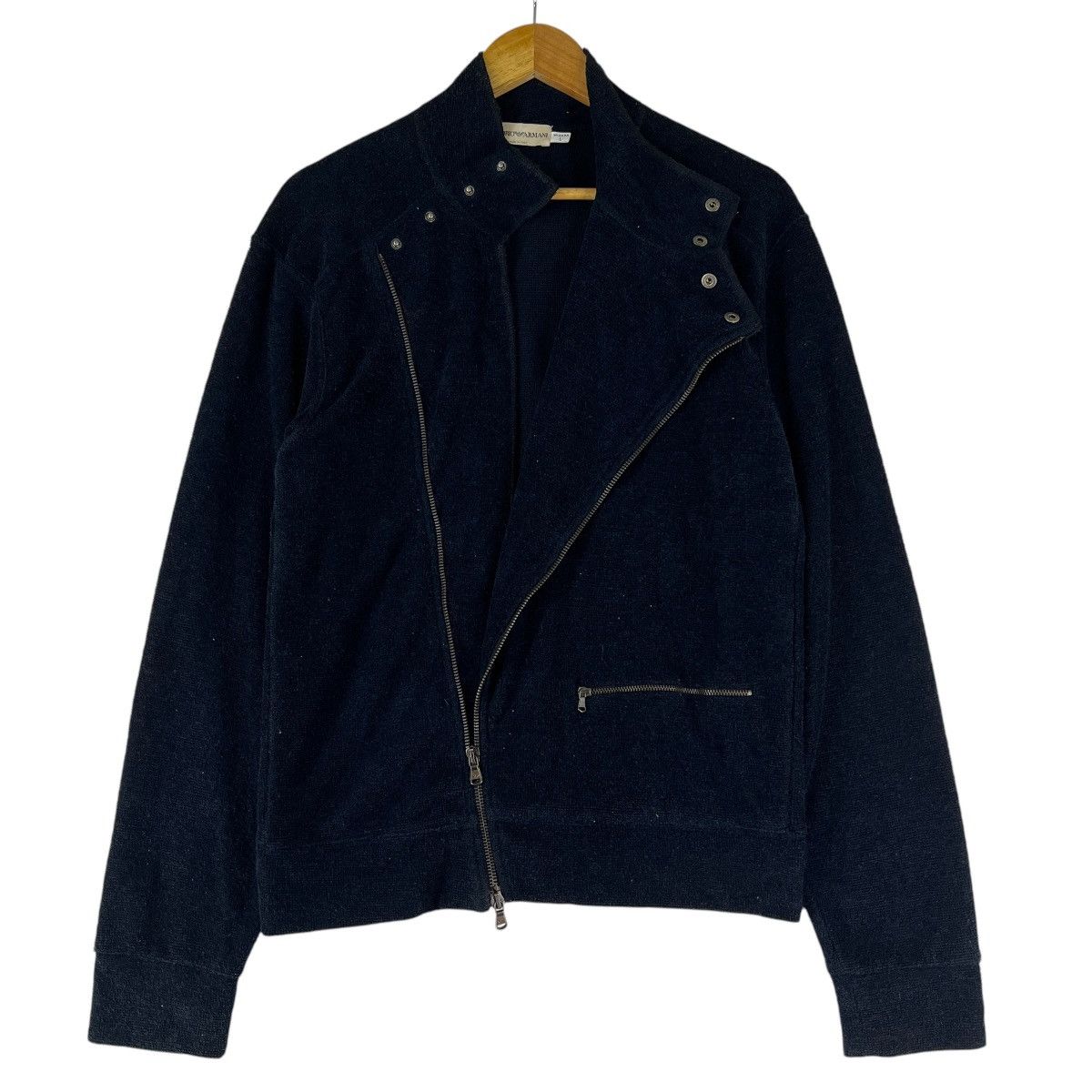 90s VINTAGE EMPORIO ARMANI ASYMETRICAL ZIPPER SWEATER JACKET