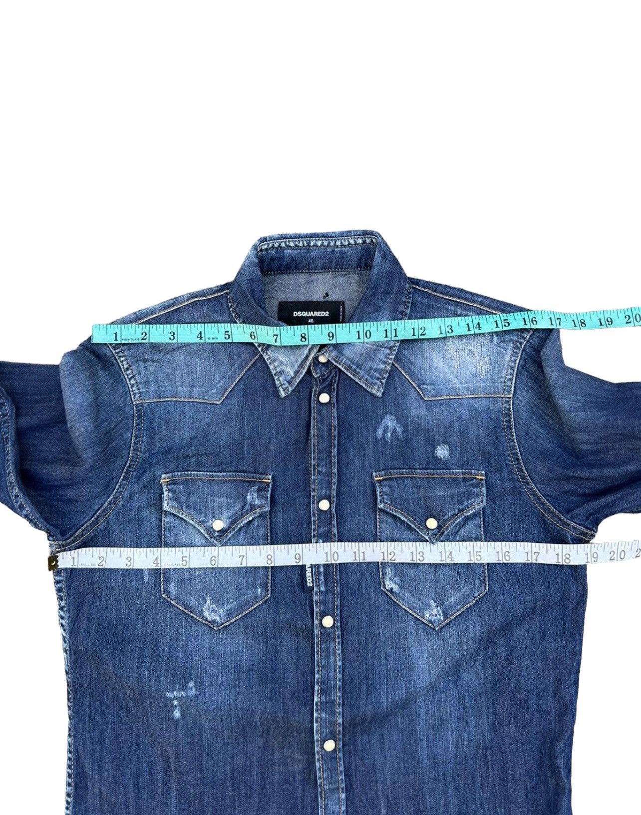 Dsquared2 Dsquared2 Italy Distressed Denim Western Shirt Size US S / EU 44-46 / 1 - 3 Thumbnail