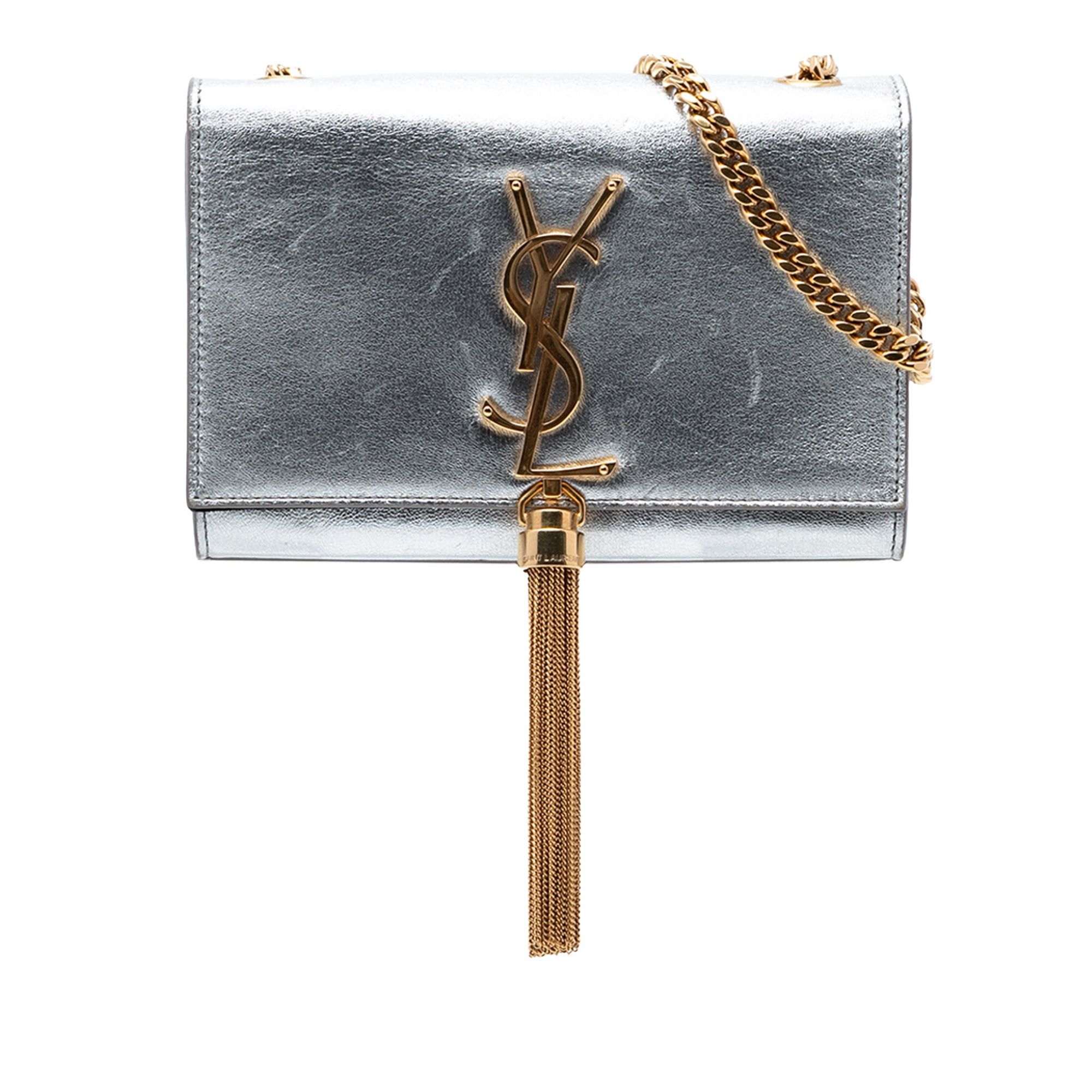 Saint Laurent Paris Small Metallic Calfskin Monogram Kate Tassel Crossbody Size ONE SIZE - 1 Thumbnail