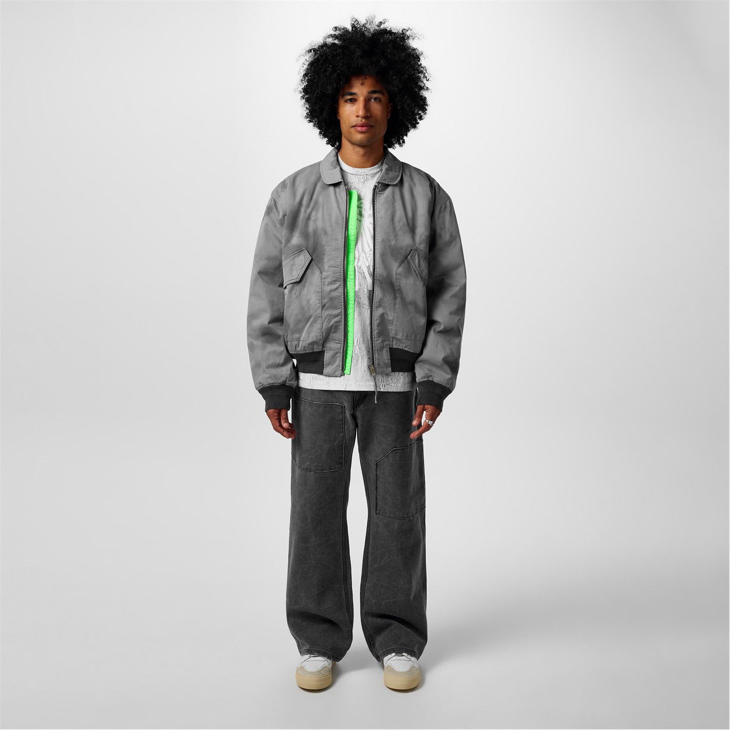 Acne Studios o1g2r1mq0825 Orlinga Bomber Jacket in Grey Size US L / EU 52-54 / 3 - 3 Thumbnail