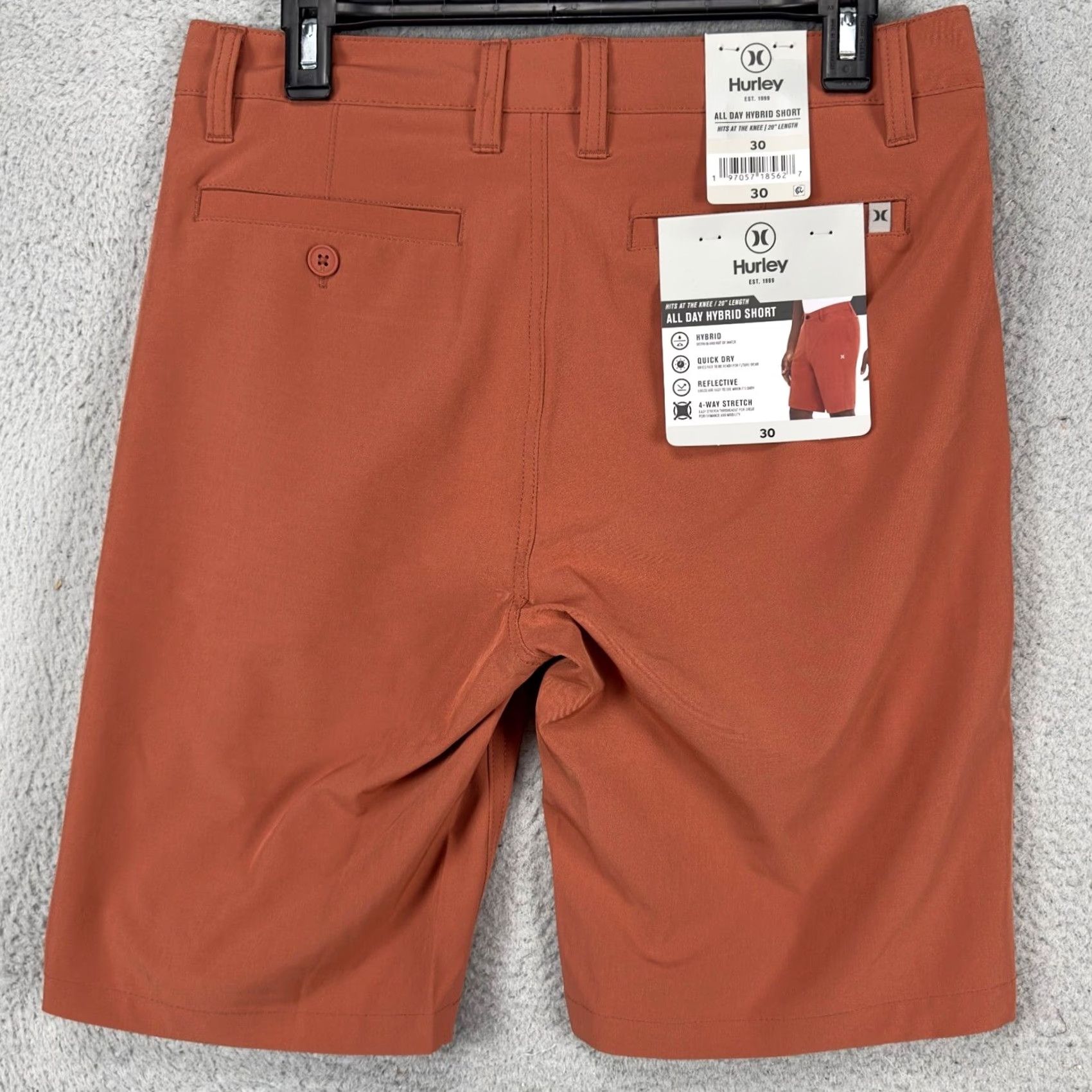 Hurley Hurley Mens All Day Hybrid Shorts 30 Orange Chino Stretch Flat Front Pockets NEW Size US 30 / EU 46 - 3 Thumbnail