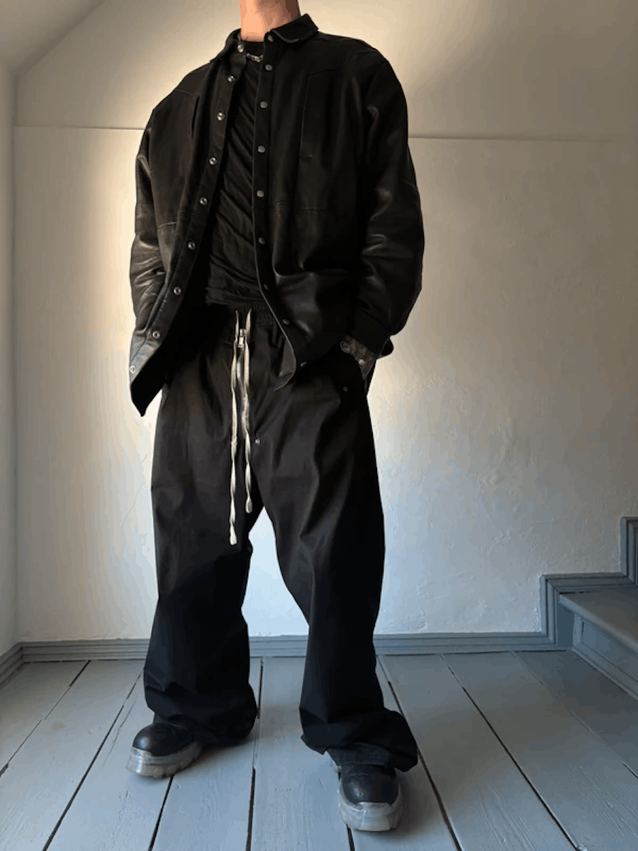 Rick Owens Rick Owens Padded leather “Fog Pocket” overshirt. Size US XL / EU 56 / 4 - 3 Thumbnail