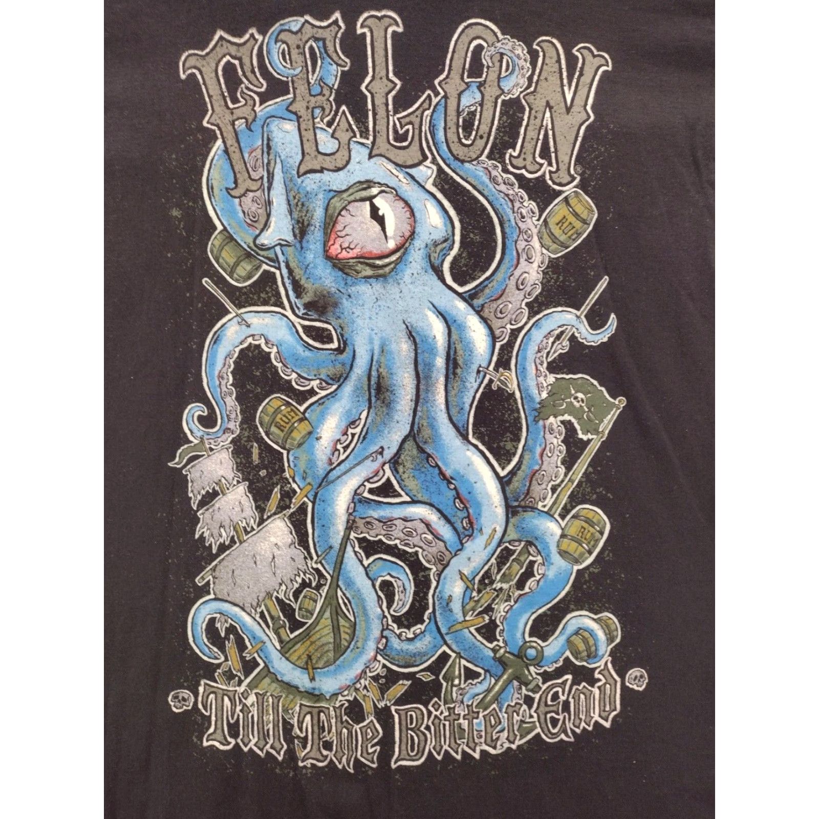 Vintage VINTAGE Felony USA Made Short Sleeve T-Shirt Men Large Black Rock Octopus 90s Graphic Size US L / EU 52-54 / 3 - 2 Thumbnail