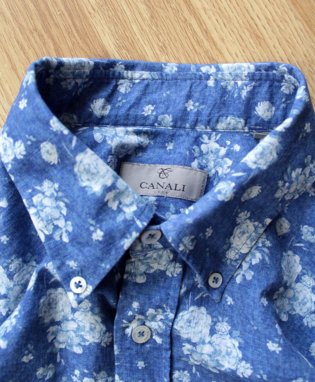 Canali 🔥 Canali Floral Button Up Long Sleeve Shirt Made in Italy Size US XL / EU 56 / 4 - 4 Thumbnail
