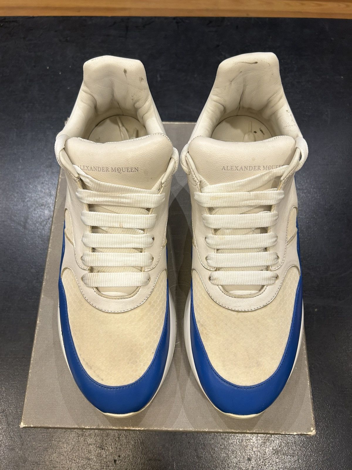 Alexander McQueen Alexander McQueen Oversized Runner Sneaker - White/Blue Size US 12 / EU 45 - 4 Thumbnail