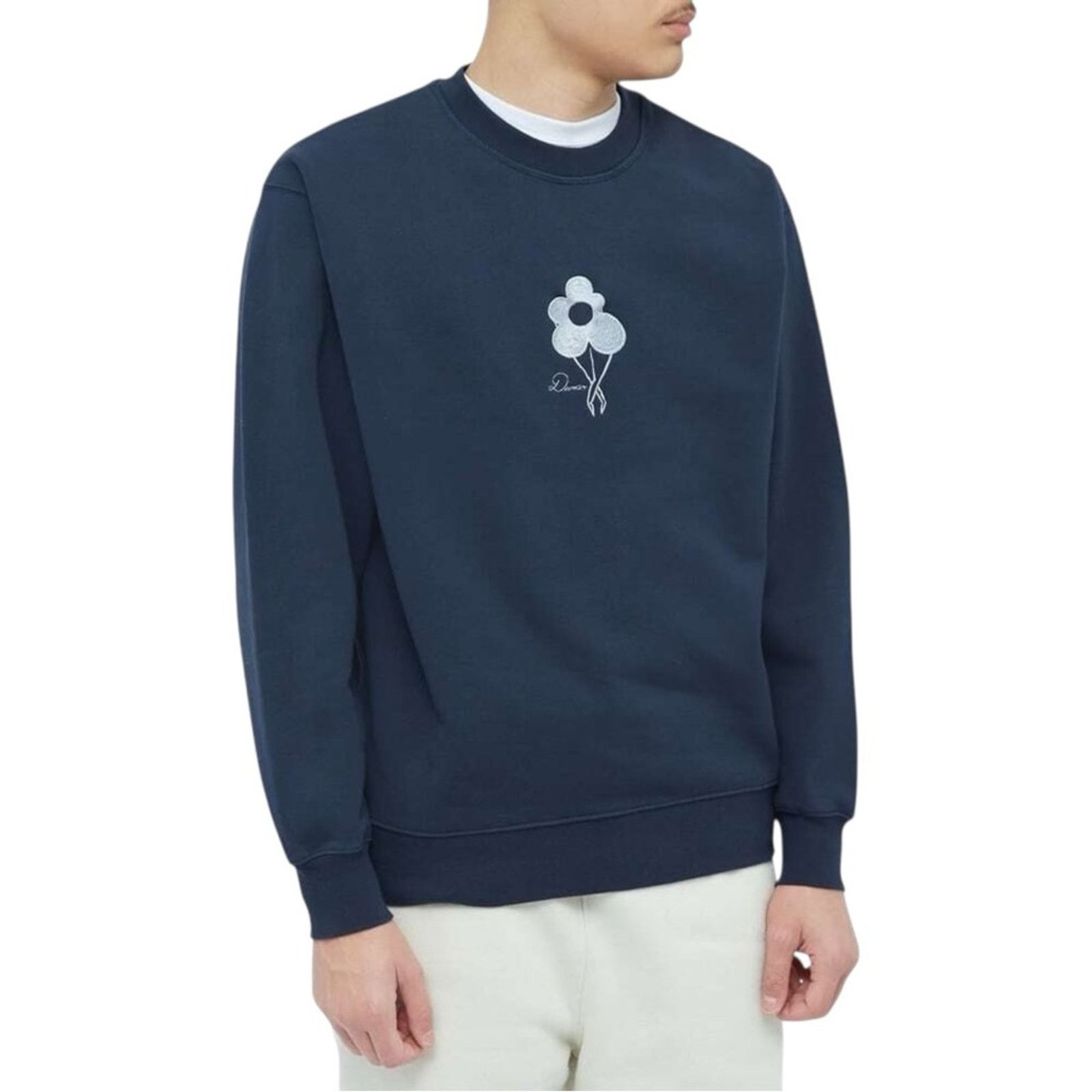 DANCER Flower Logo Crew Sweat in Dark Navy - Embroidered Sweatshirt Size US XL / EU 56 / 4 - 1 Thumbnail
