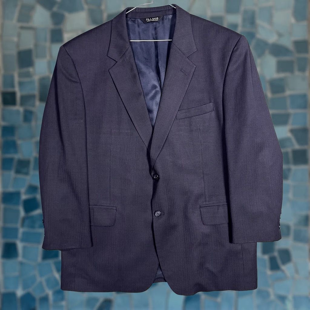 Jos. A. Bank Jos A Bank Suit Mens 46R 38x27 2 Piece 100% Wool Pinstripe Cuffed 2 Button Set Size 46R - 1 Thumbnail