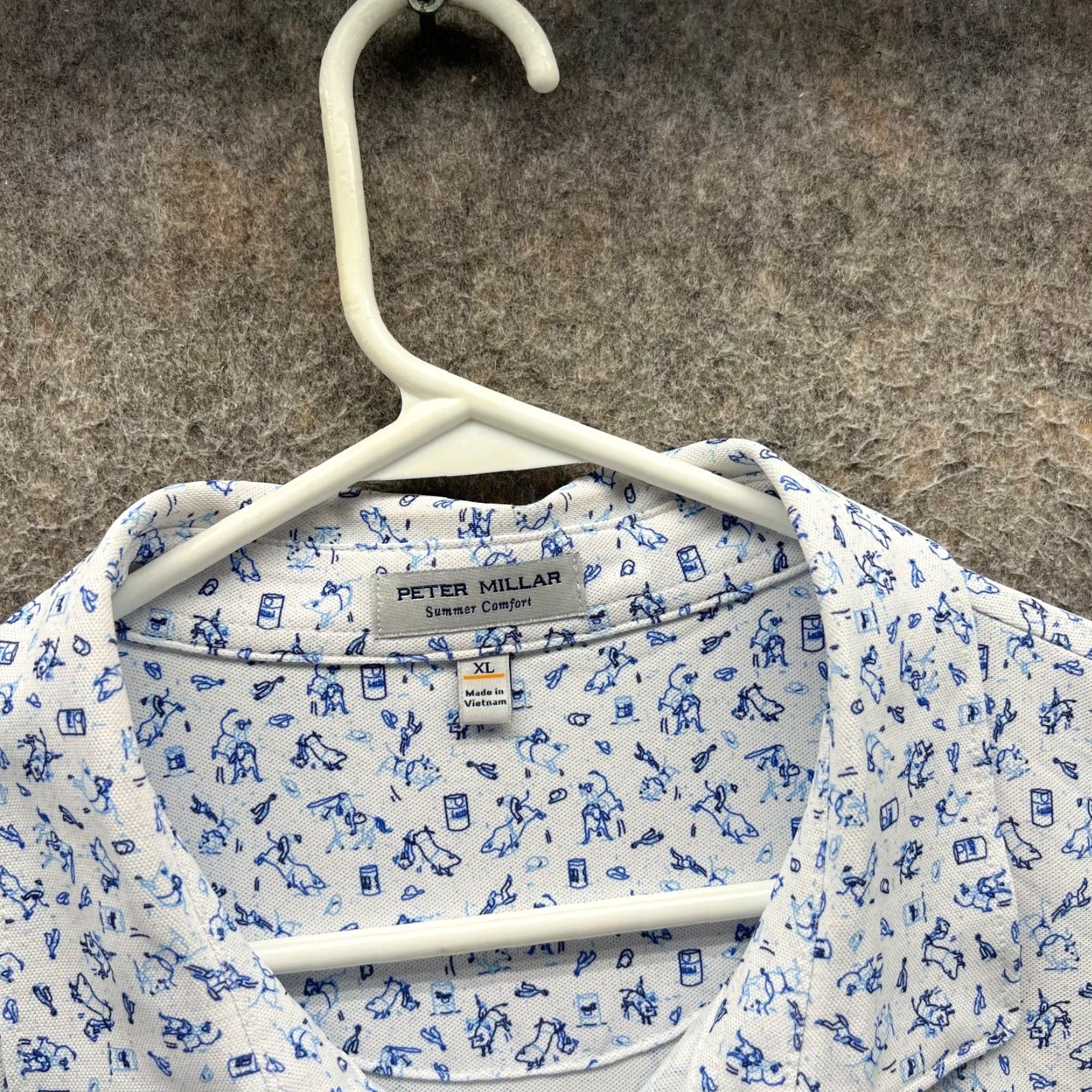 Peter Millar Peter Millar Polo Shirt Mens XL Blue Striped Short Sleeve Button-Up All Seasons Regular Fit Size US XL / EU 56 / 4 - 5 Thumbnail