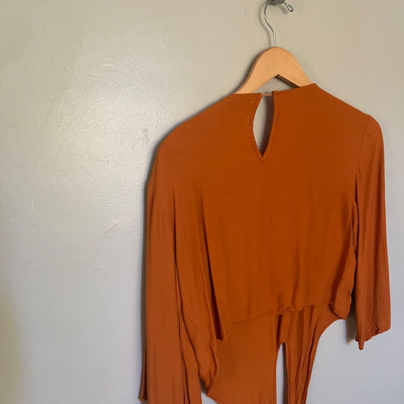 Zara Zara Woman Burnt Orange Tie-Front Top Size M / US 6-8 / IT 42-44 - 4 Thumbnail