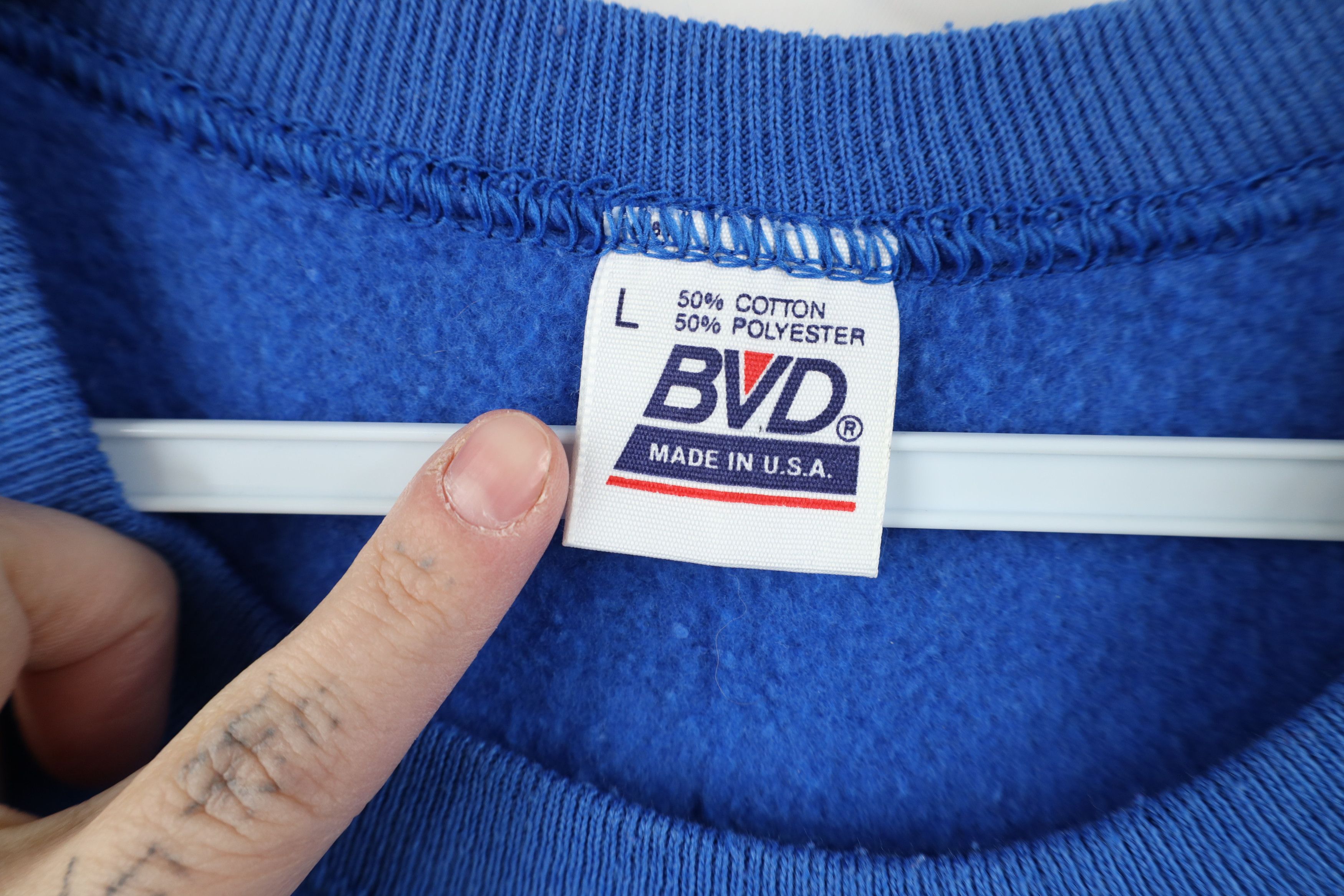 Vintage Vintage 90s Streetwear Crewneck Sweatshirt Royal Blue USA Size US L / EU 52-54 / 3 - 7 Thumbnail