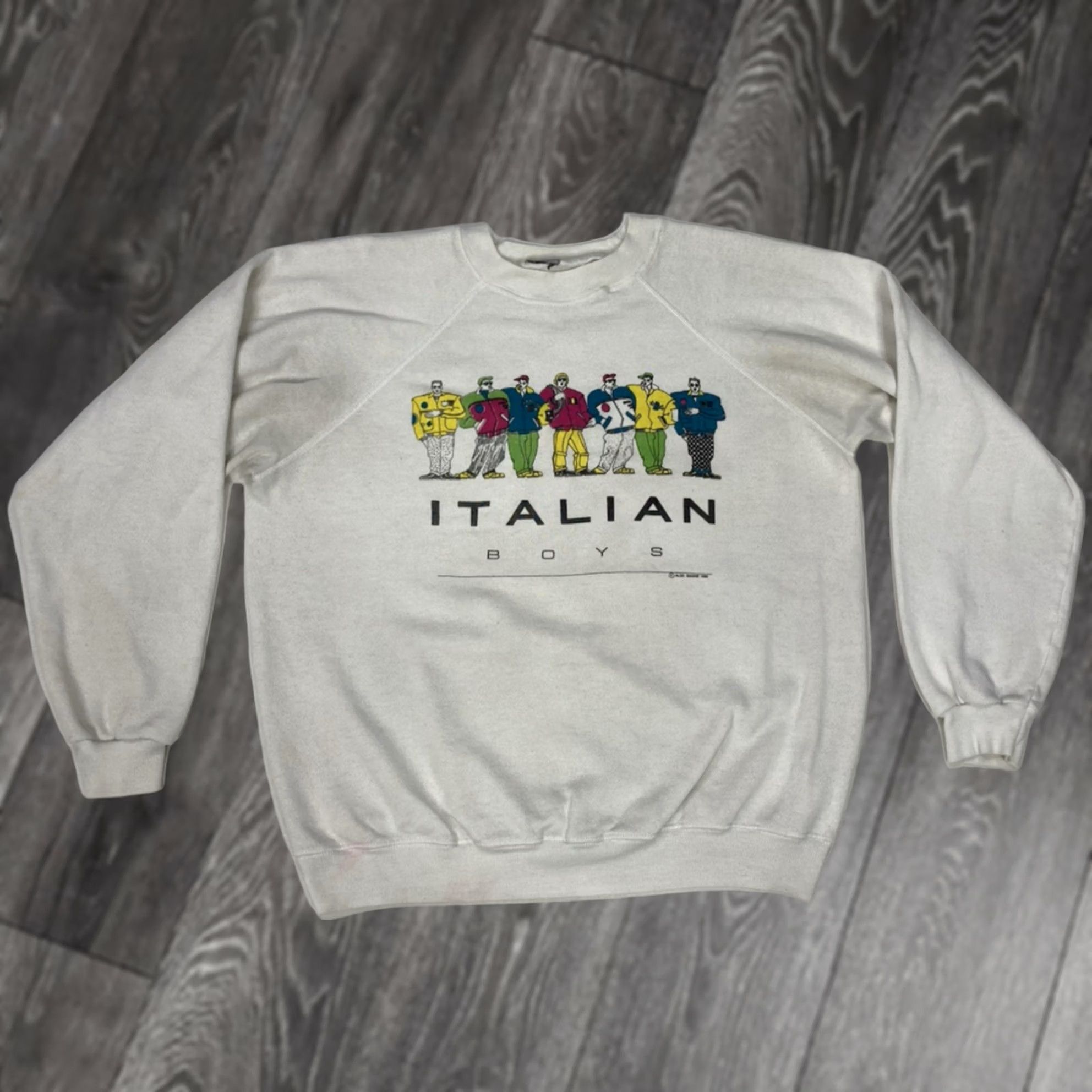 Vintage VINTAGE Italian Boys 1988 Crewneck Sweatshirt Women Small White 80s Size S / US 4 / IT 40 - 1 Thumbnail