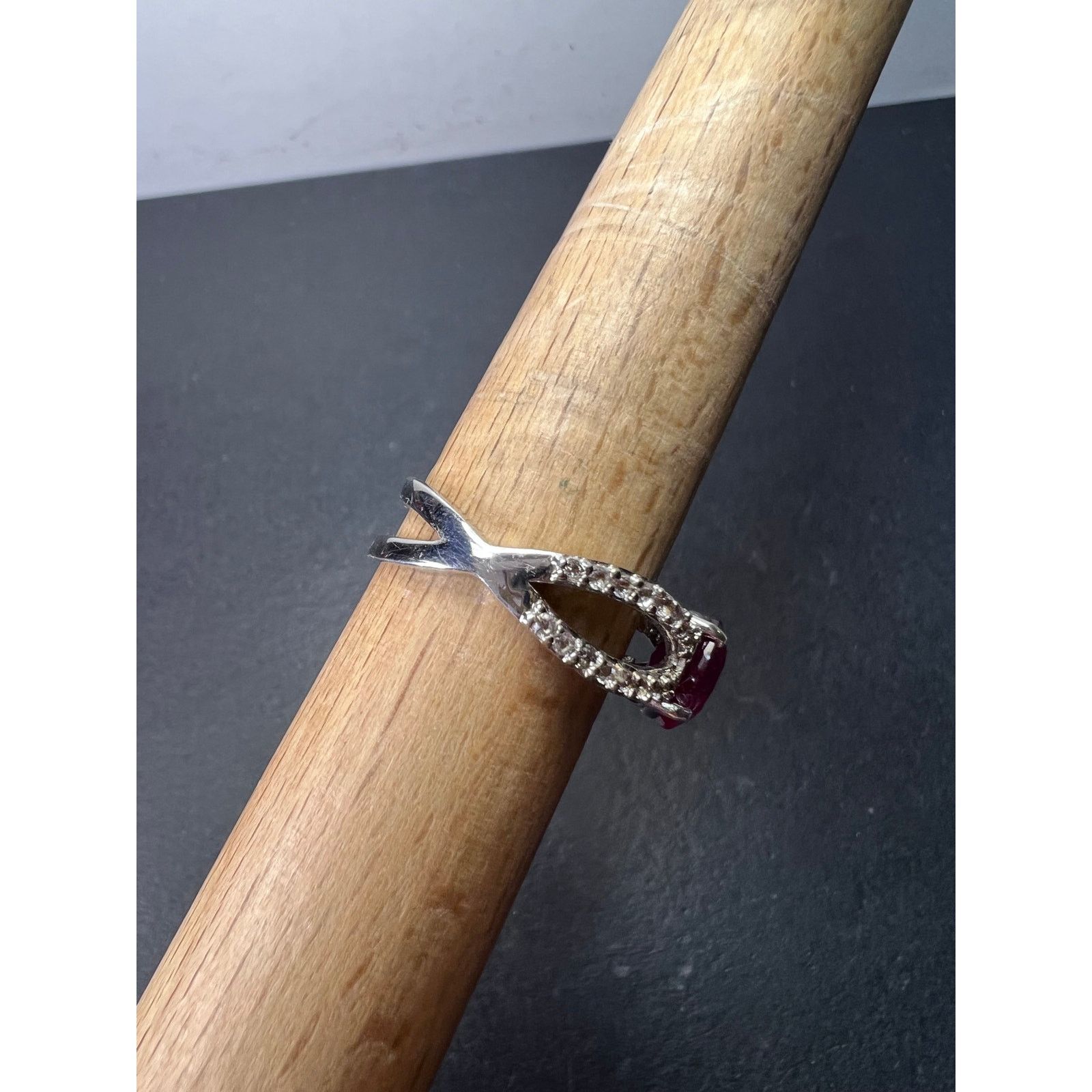 Other Ruby and zircon crisscross sterling silver ring size 9 Size ONE SIZE - 6 Thumbnail