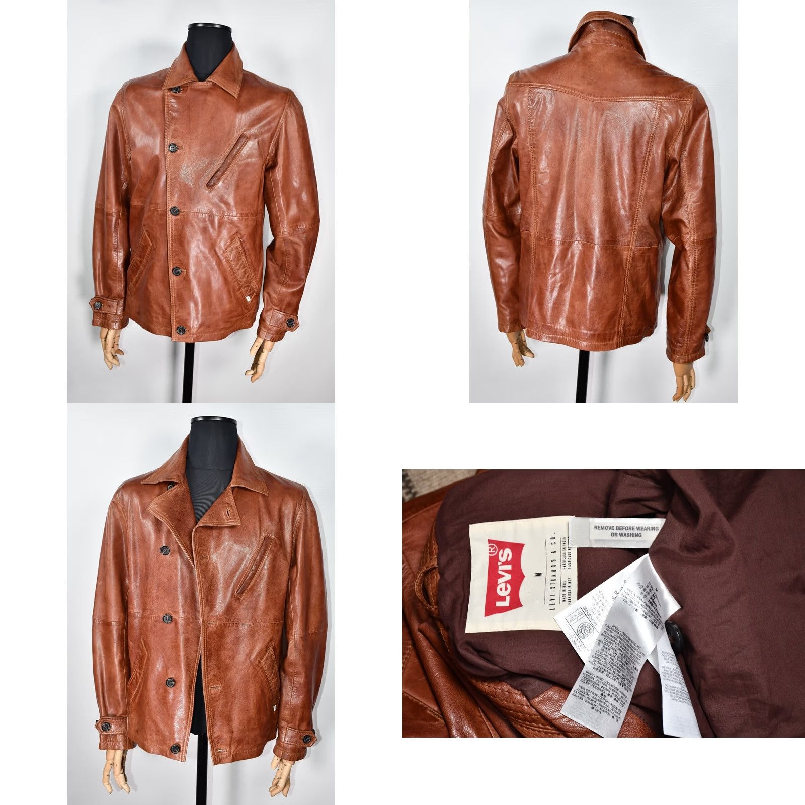 Levi's Levi's Leather Brown Jacket M Men Regular 100% Leather Casual Motorcycle Biker Vintage No Size US M / EU 48-50 / 2 - 8 Thumbnail