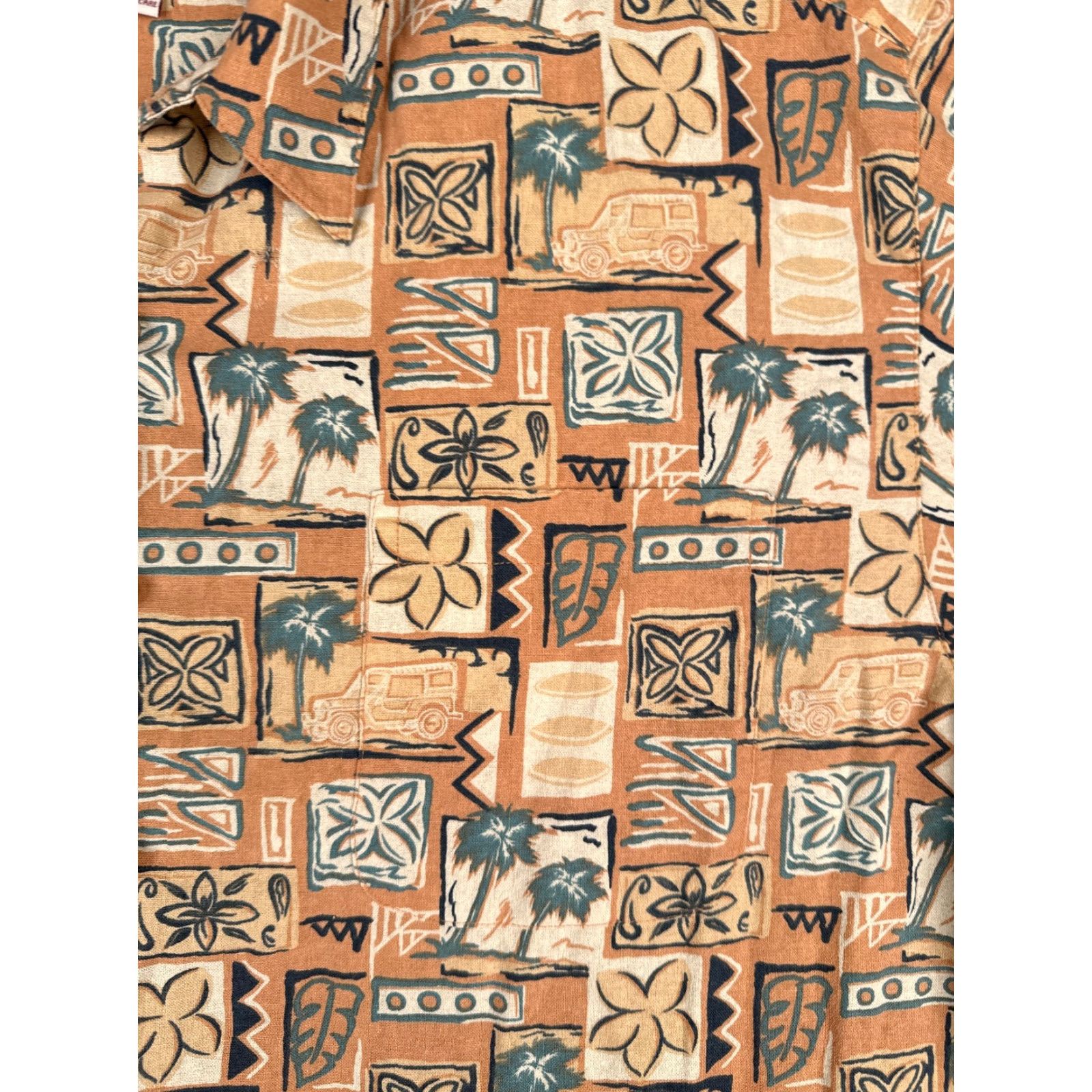 Vintage Summa Shirt Men 2XL Orange Floral Tile Palm Silk Blend Button Up Hawaiian Size US XXL / EU 58 / 5 - 6 Thumbnail