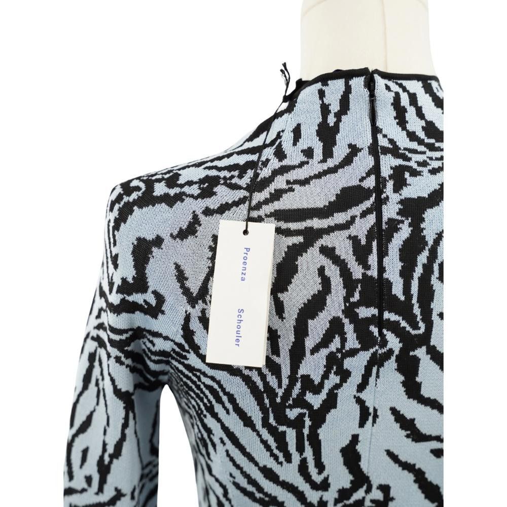 Designer NWT Proenza Schouler Fluid Jacquard Viscose Blue Black Dress Size S / US 4 / IT 40 - 4 Thumbnail