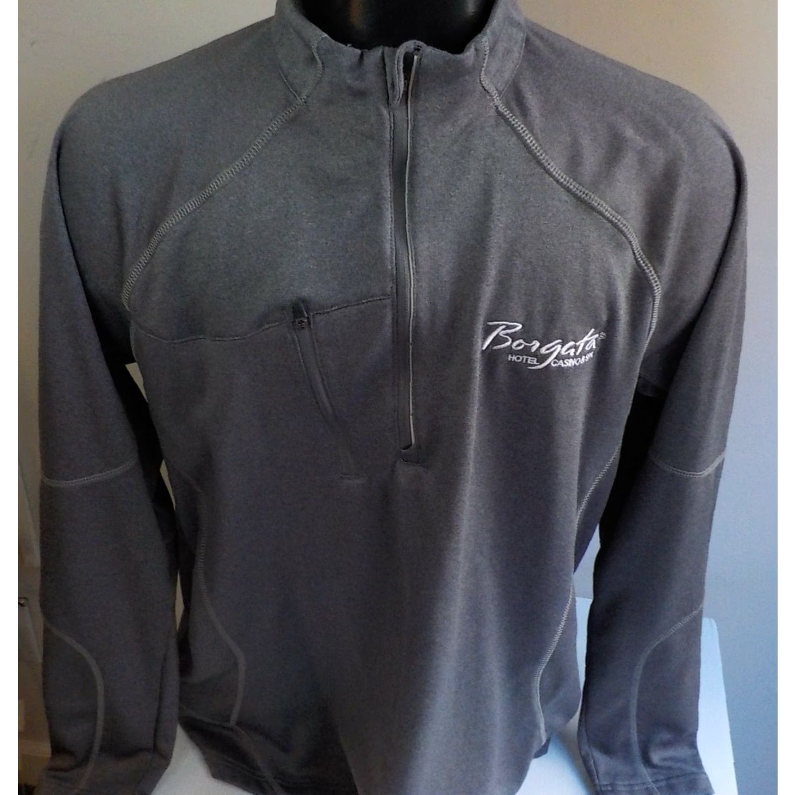 Vintage NORTH END 1/4 Zip Pullover Gray Borgata Casino Logo on Chest SZ LG Mens Shirt Size US L / EU 52-54 / 3 - 2 Thumbnail